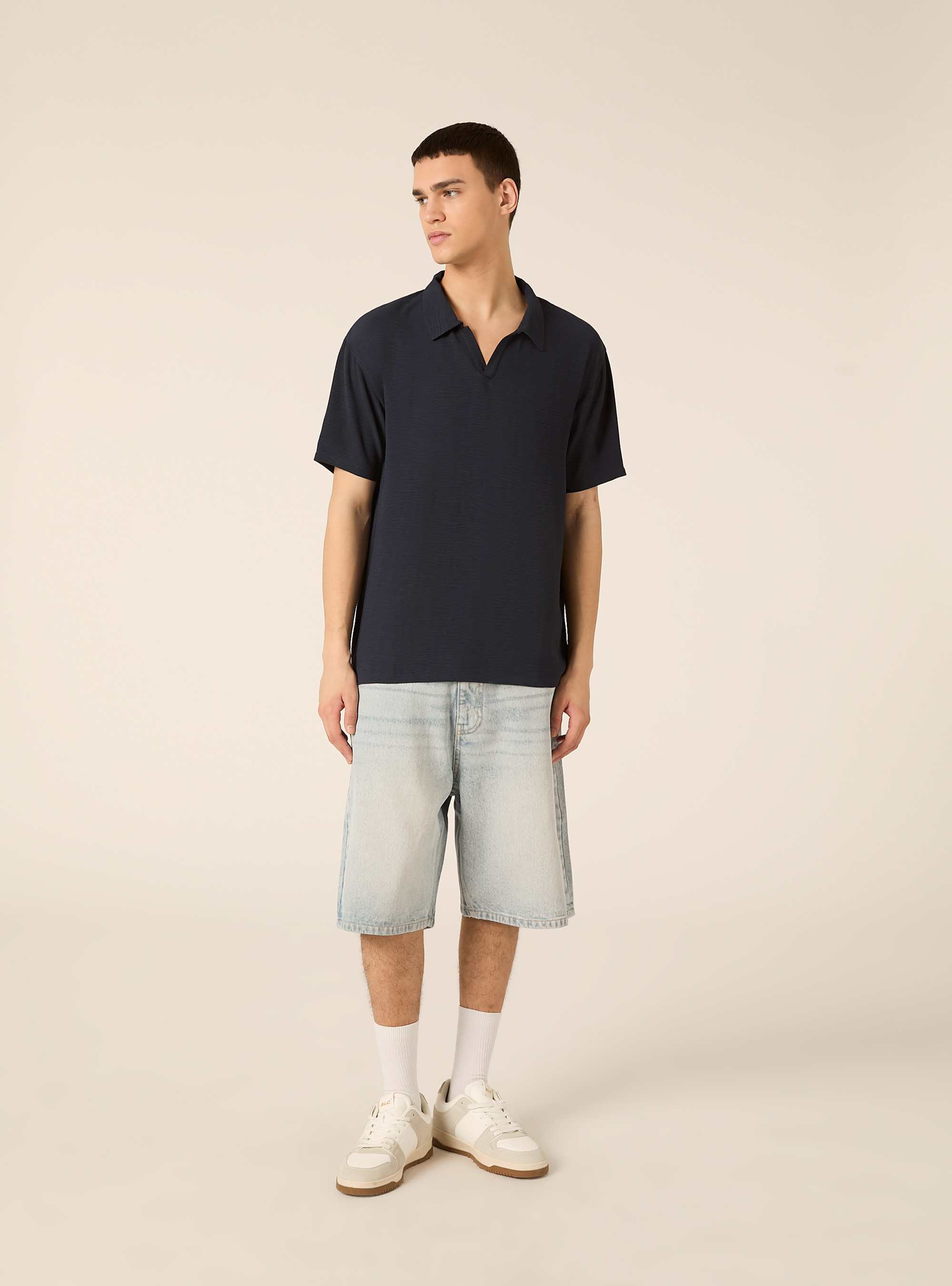 Polo b&aacute;sico de crep&eacute;, NA2 NAVY MEDIUM