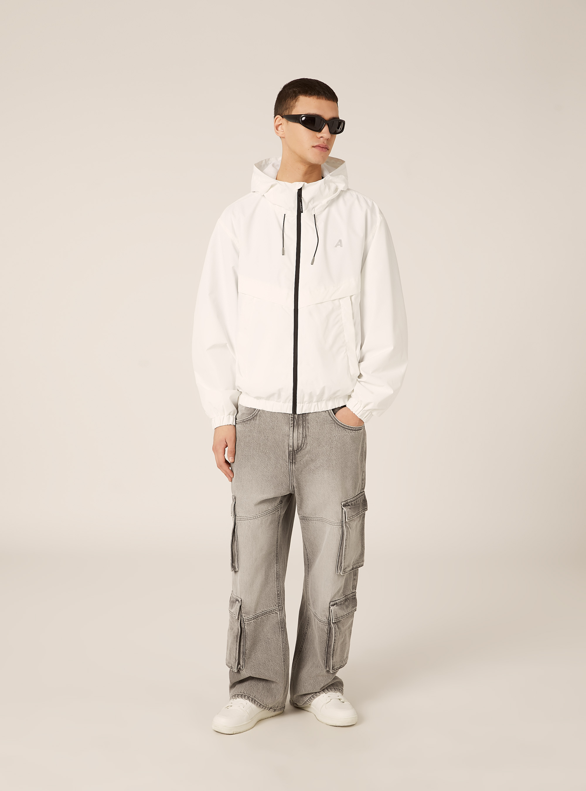 Windproof jacket in technical fabric, WH2 WHITE