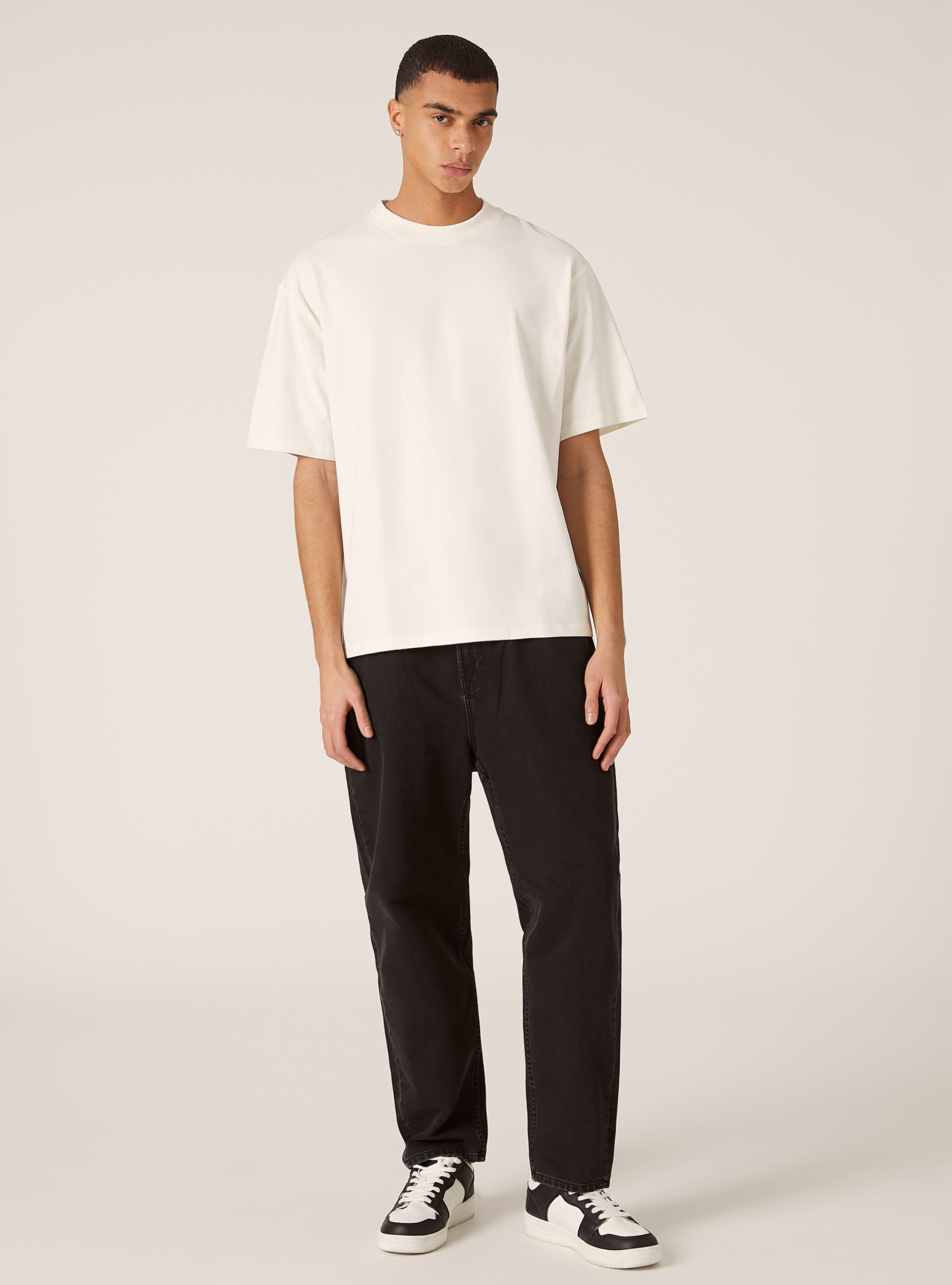 T-shirt coupe carr&eacute;e en coton, WH2 WHITE