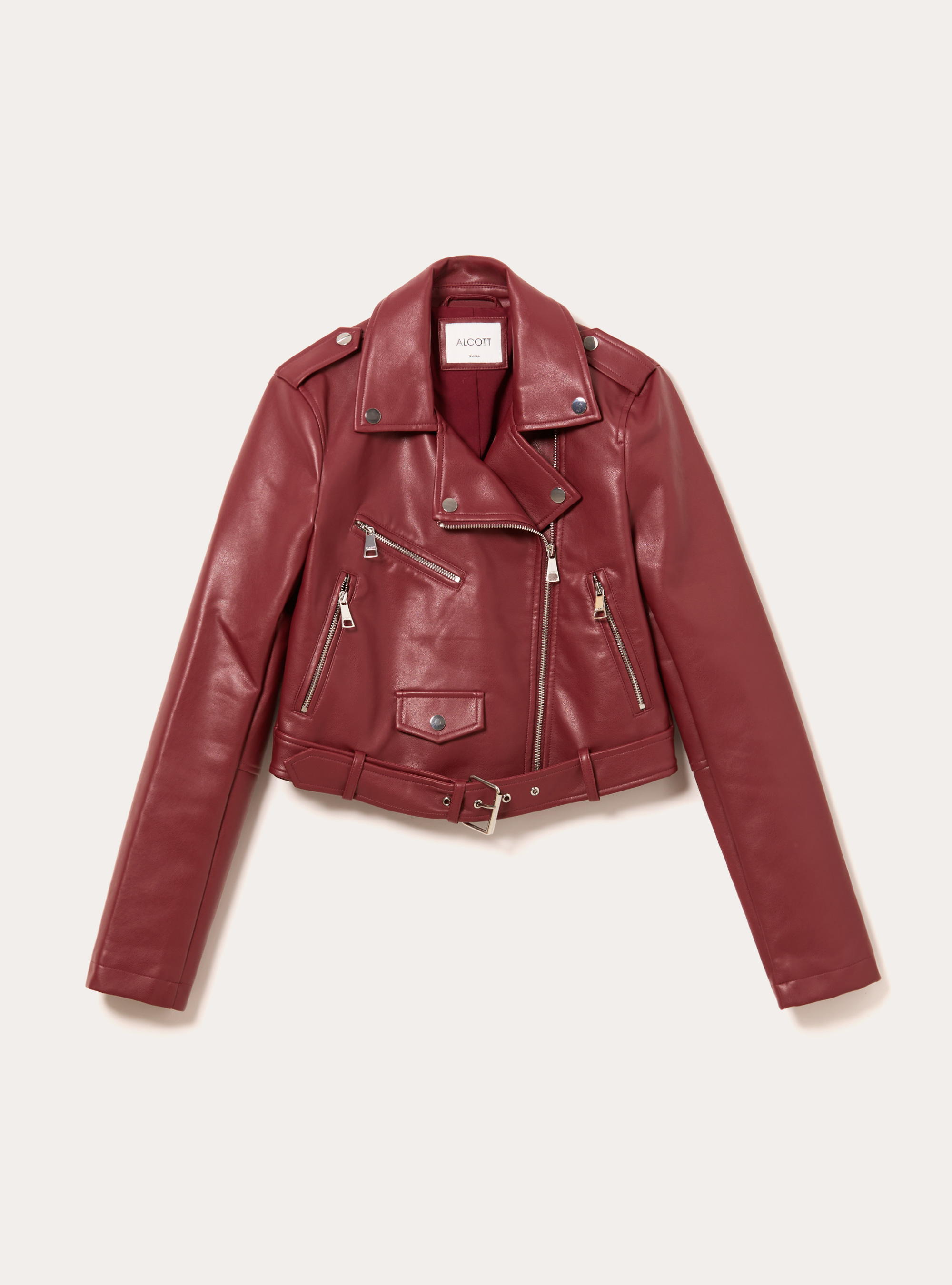 Veste motard effet cuir, BO1 BORDEAUX DARK