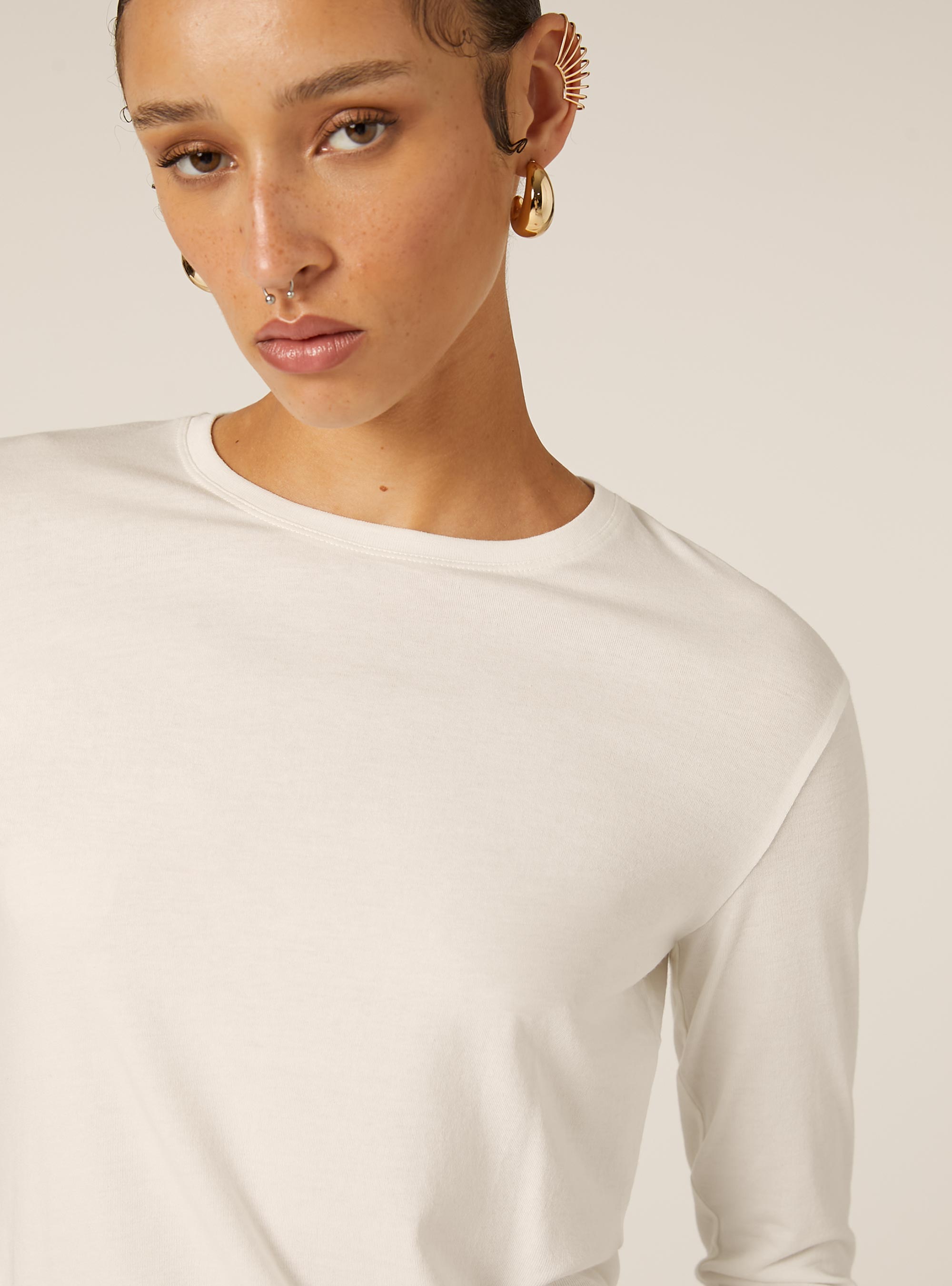 T-shirt basique &agrave; manches longues, WH1 OFF WHITE