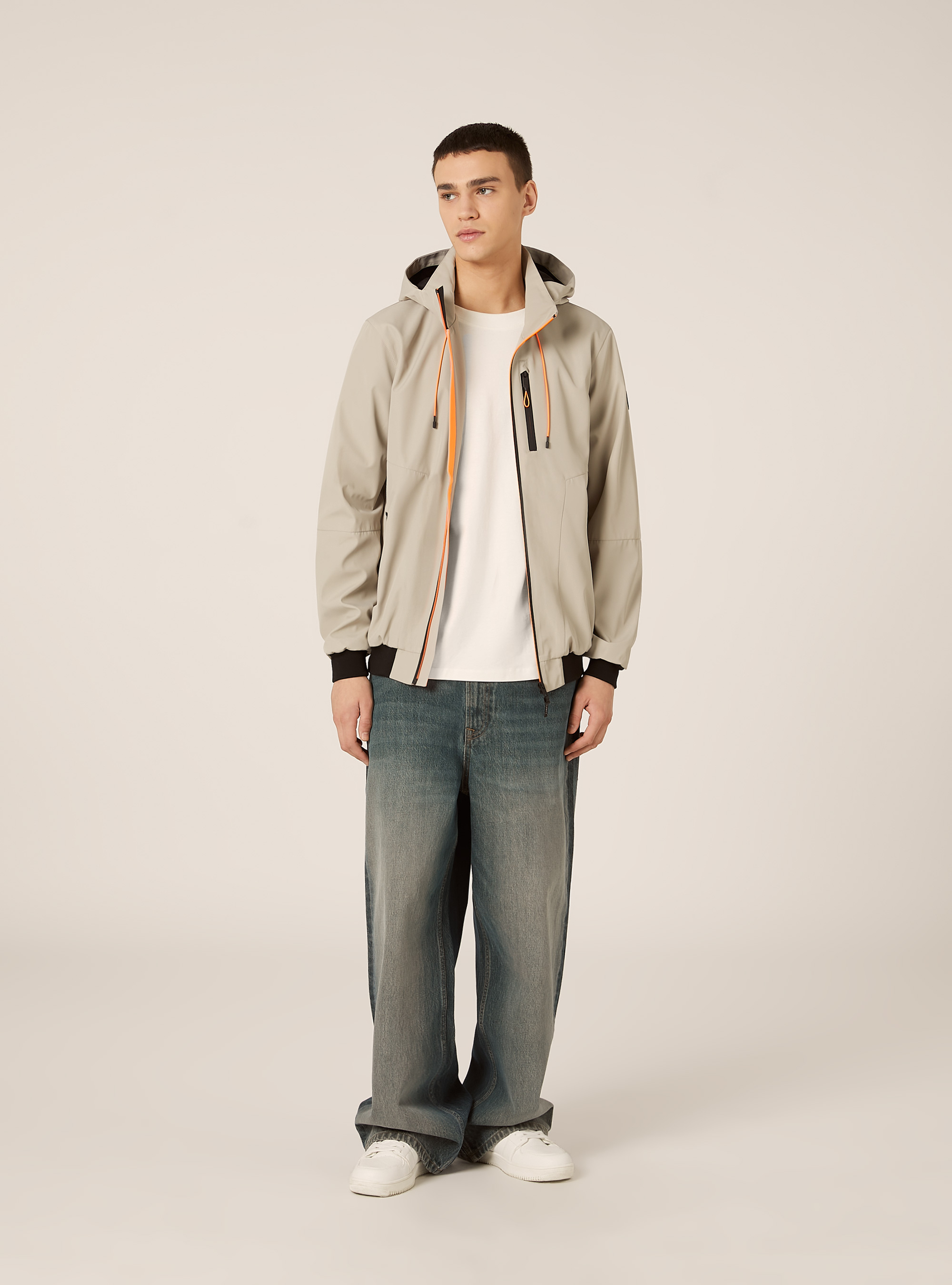 Bomber cortavientos con capucha, CR3 CREAM LIGHT