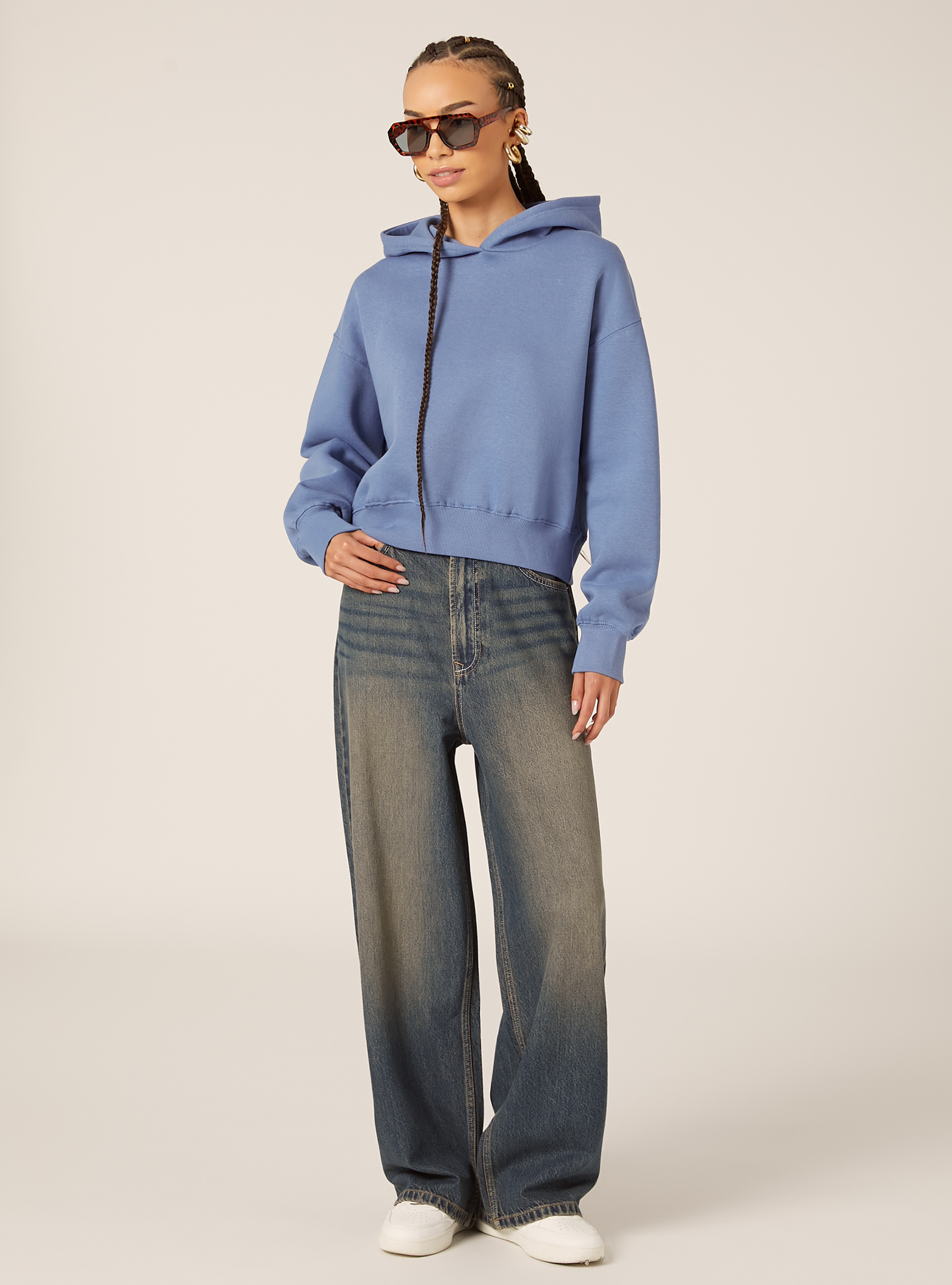 Sweat &agrave; capuche coupe boxy, AZ1 AZURE DARK