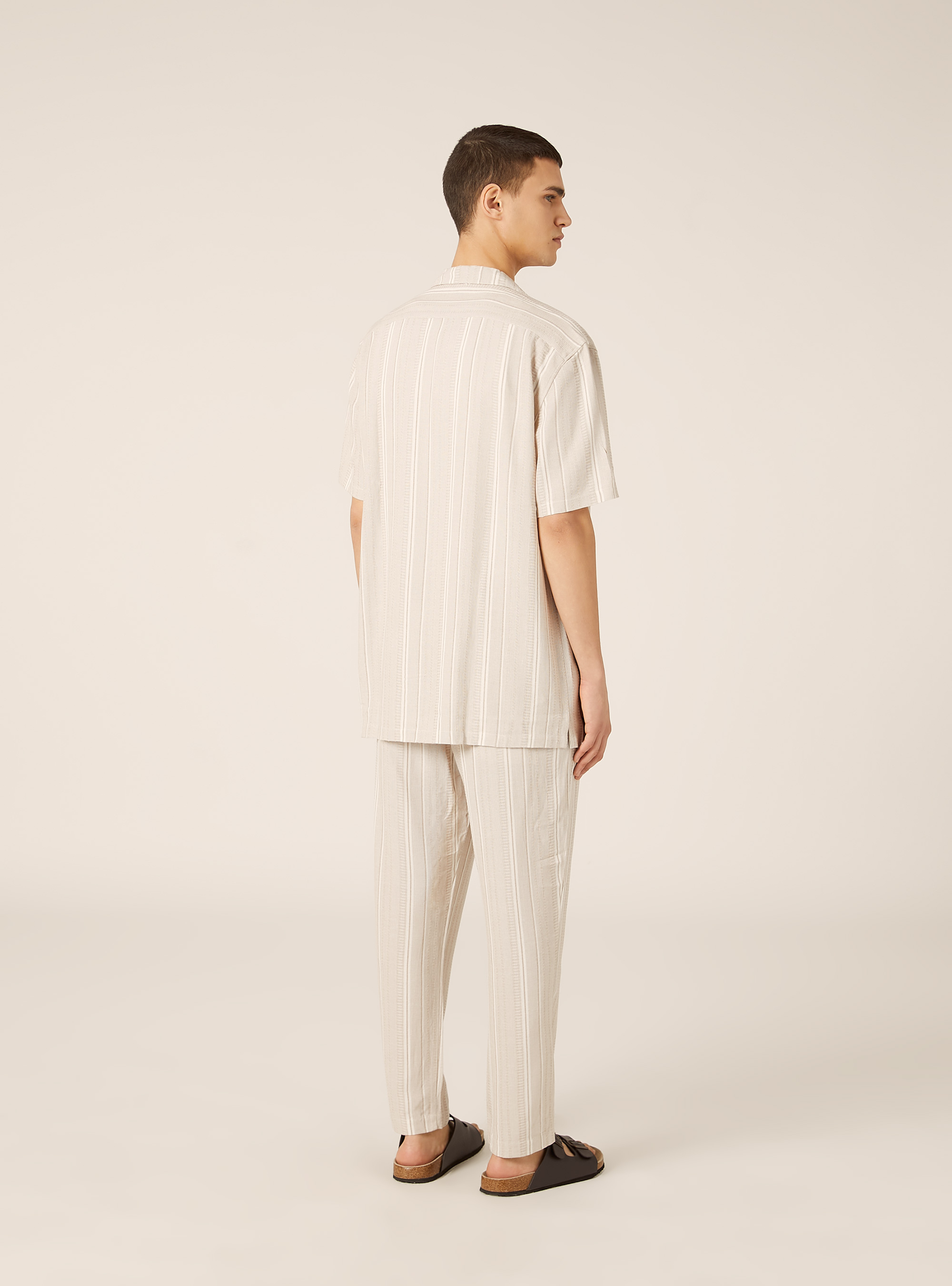 Chemise textur&eacute;e &agrave; rayures, CR3 CREAM LIGHT