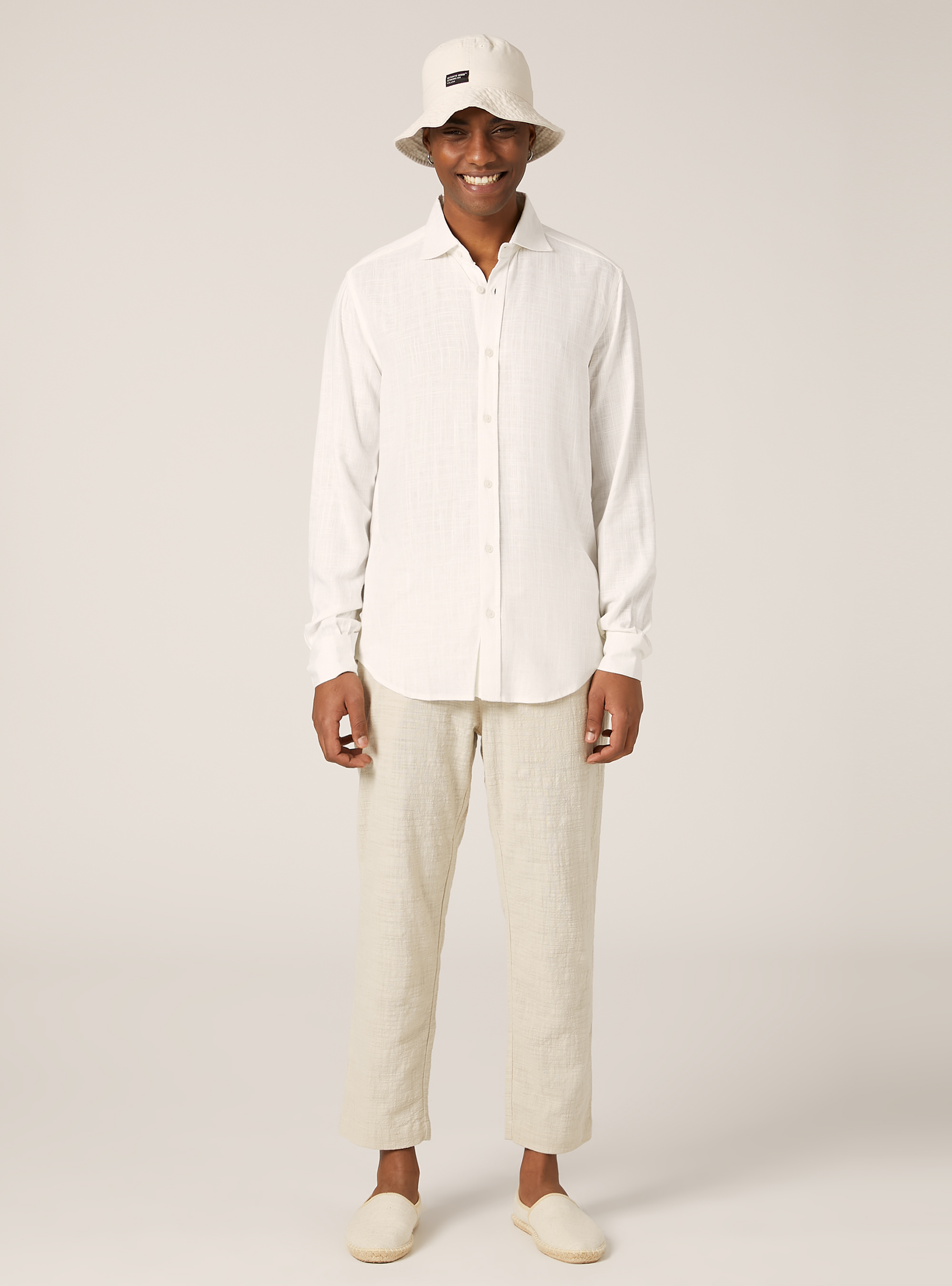 Chemise en lin m&eacute;lang&eacute;, WH1 OFF WHITE