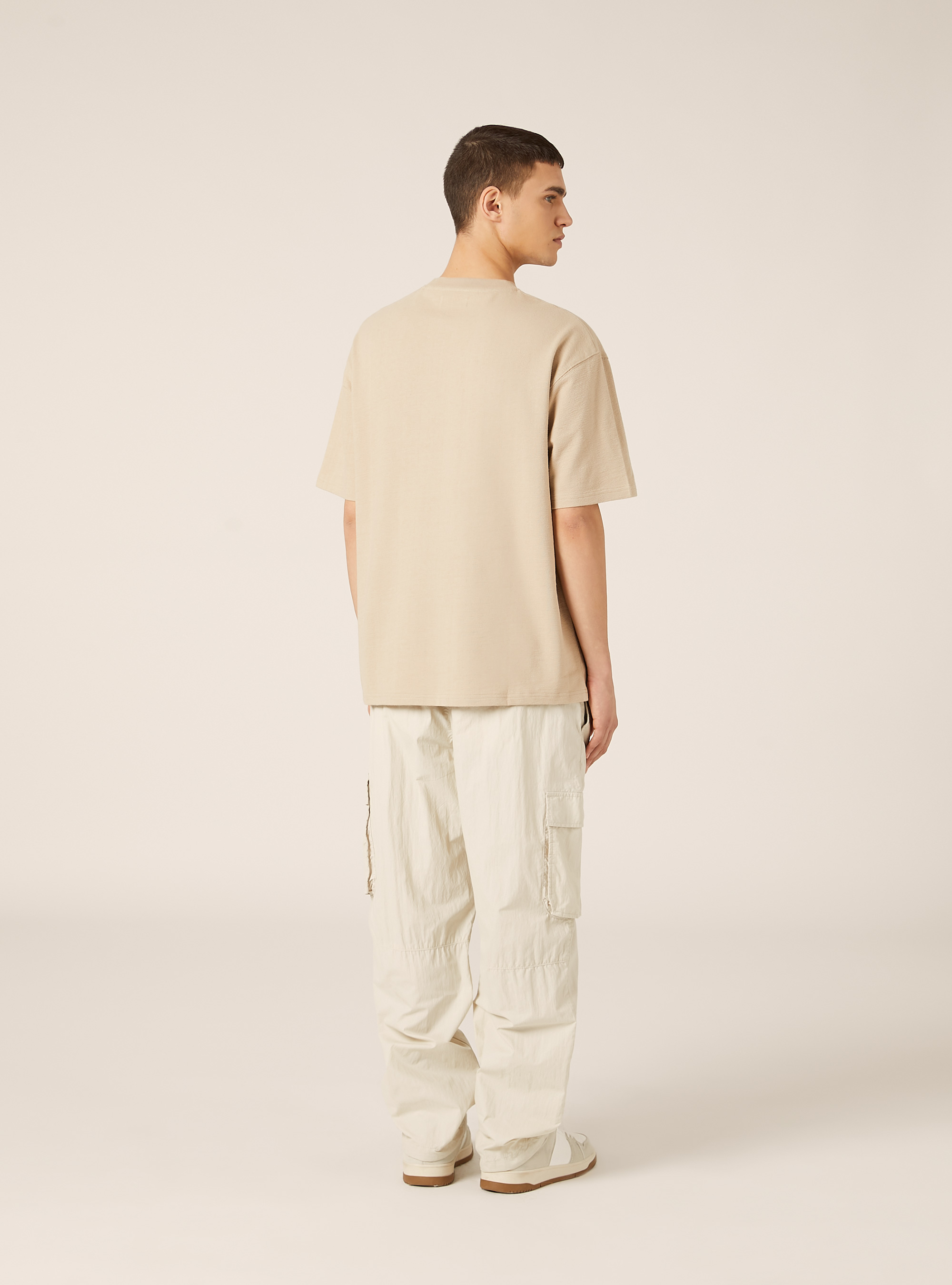 Textured cotton T-shirt, BG2 BEIGE MEDIUM