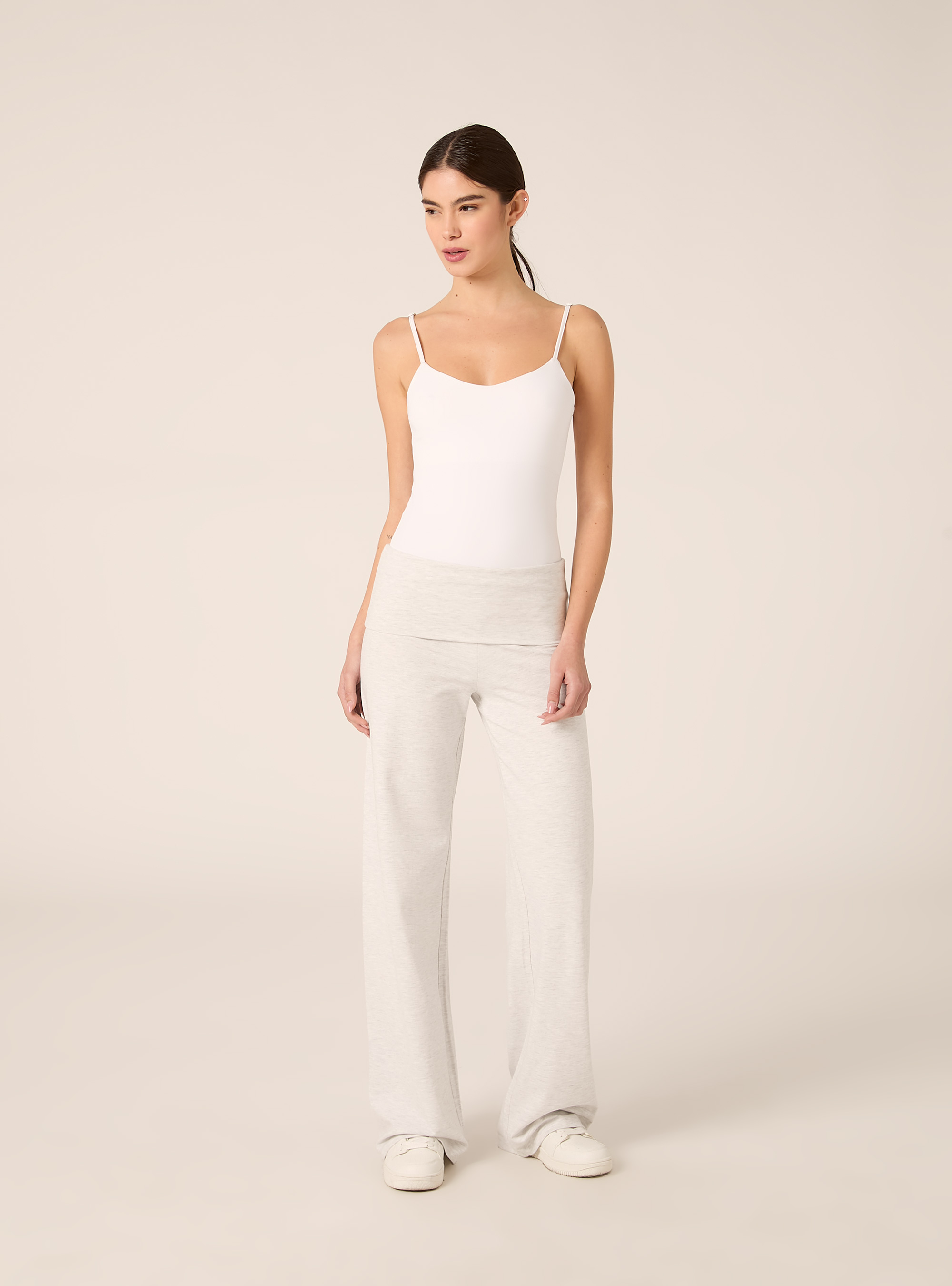 Leggings &agrave; revers &agrave; la taille, MGY3 GREY MEL LIGHT
