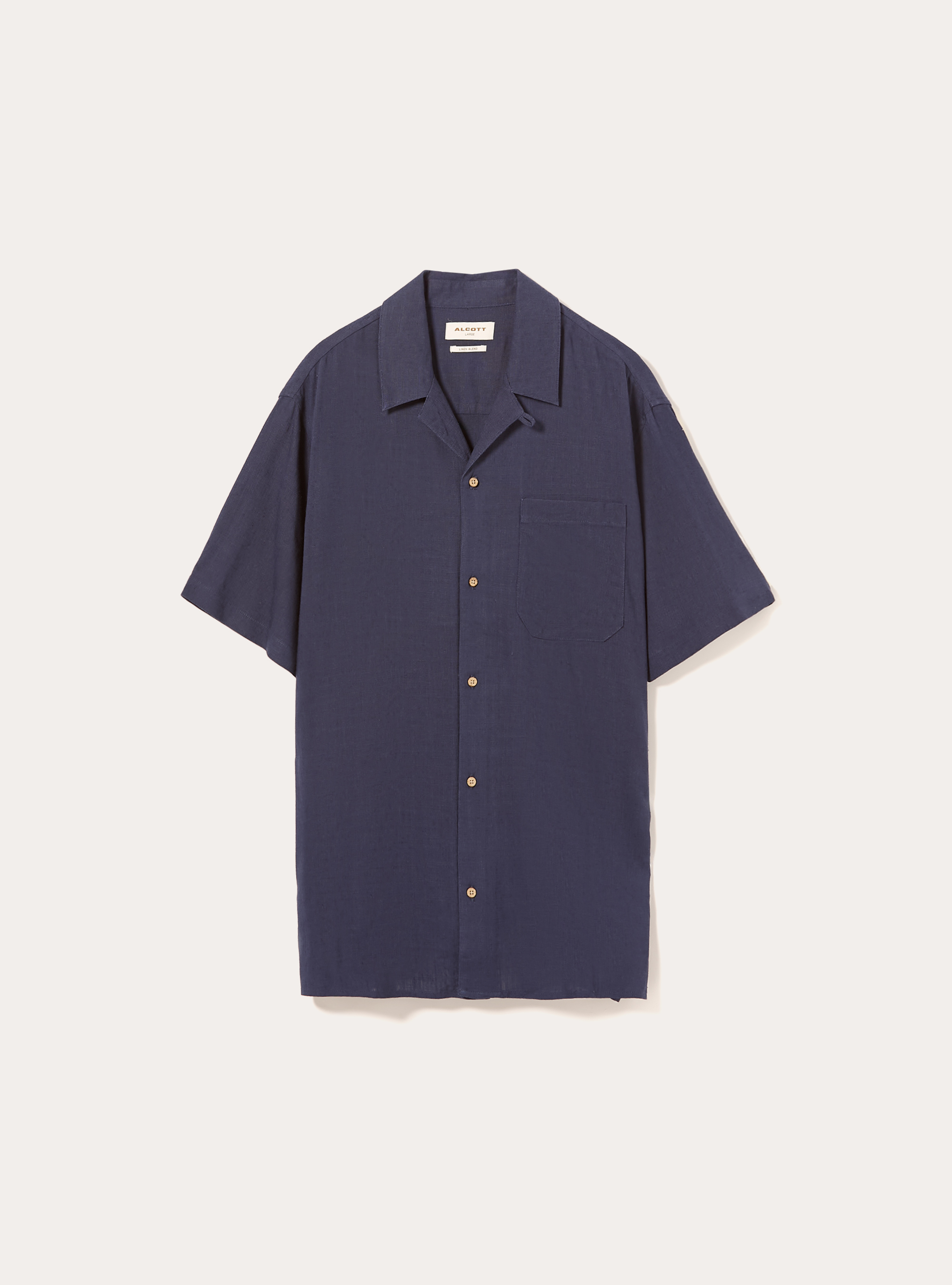 Chemise en lin m&eacute;lang&eacute; avec col bowling, BL2 BLUE MEDIUM