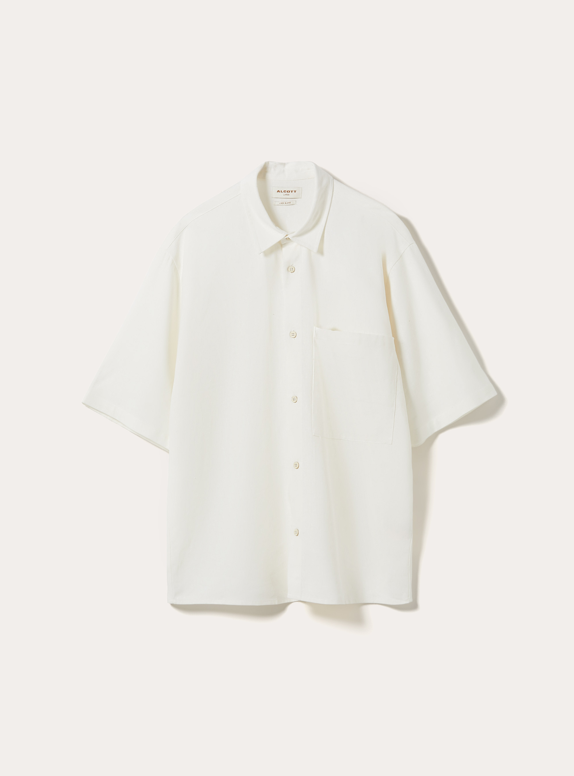 Linen Blend Shirt with Pocket, WH2 WHITE