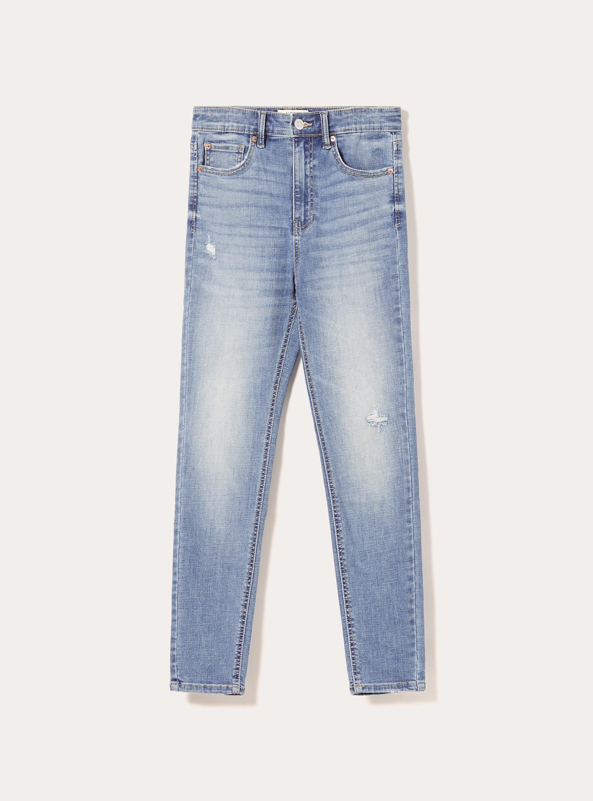 Jeans skinny taille tr&egrave;s haute, D004 MEDIUM LIGHT BLUE