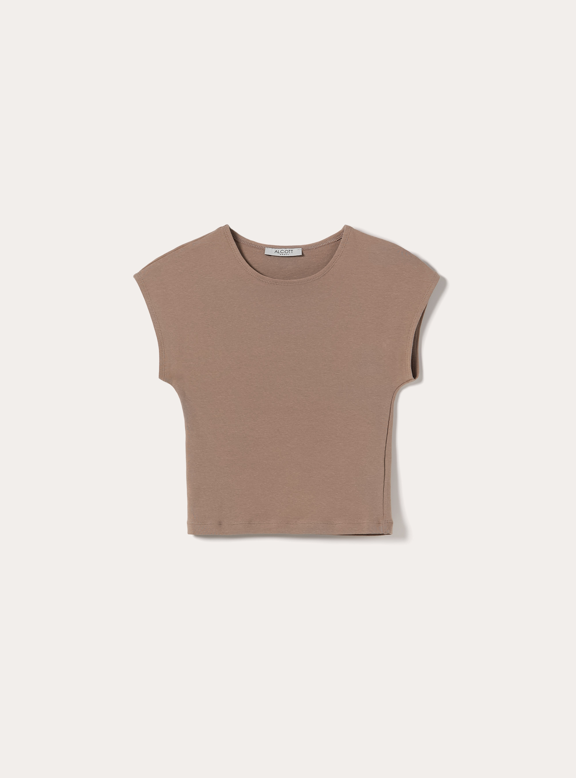 T-shirt Crop en Coton, BR3 BROWN LIGHT