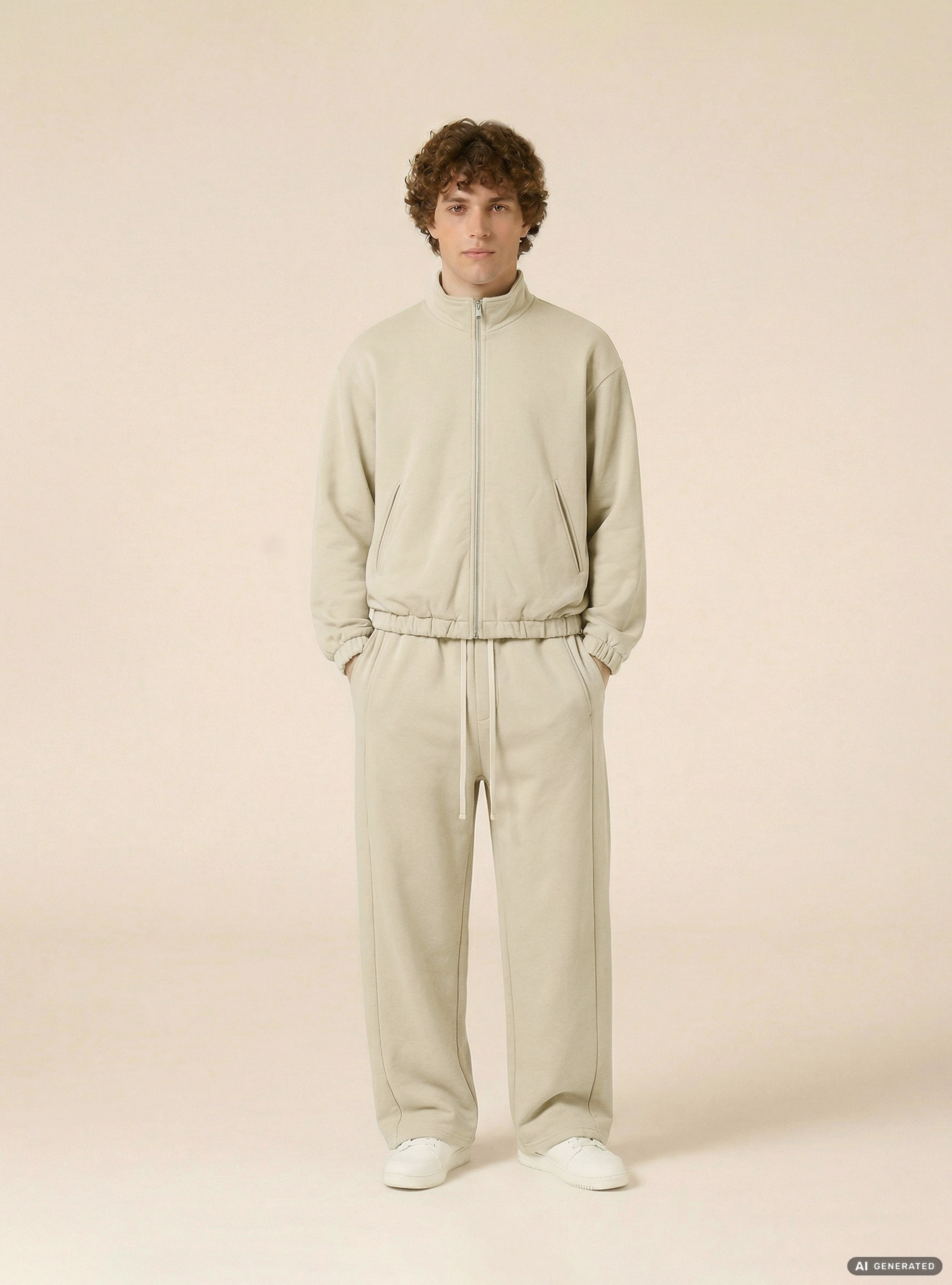 Jogger in felpa baloon fit, BG3 BEIGE LIGHT