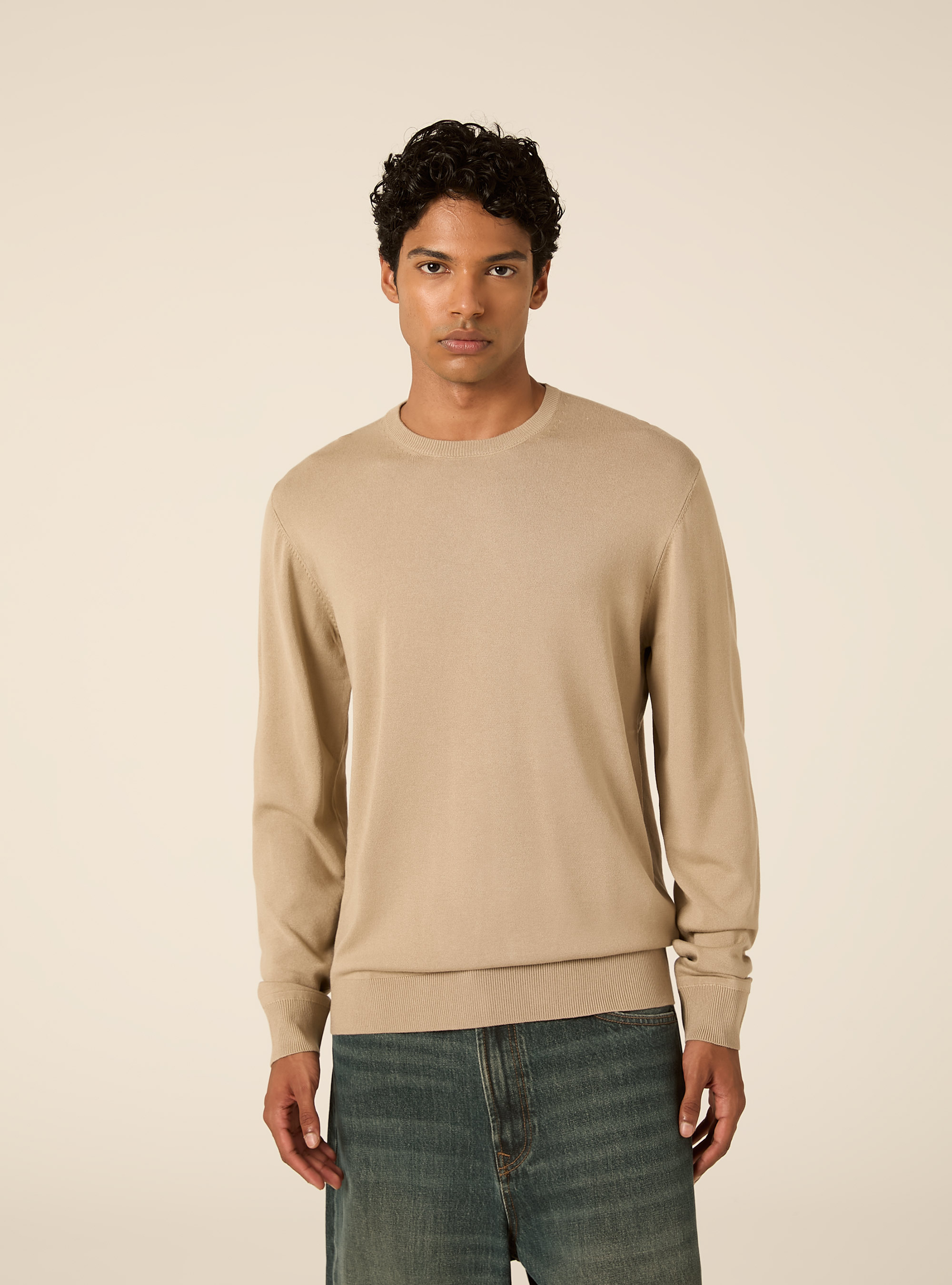 Lenzing Ecovero viscose crewneck pullover, BG2 BEIGE MEDIUM