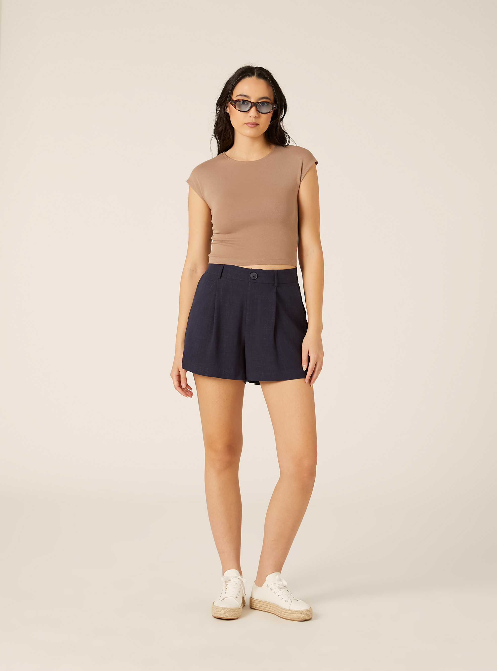 T-shirt Crop en Coton, BR3 BROWN LIGHT
