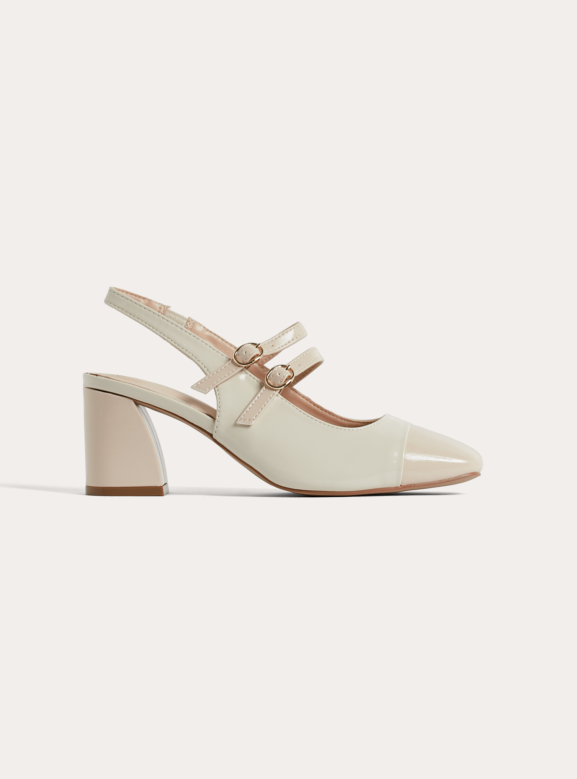 Two-tone court shoes with square toe, WH1 OFF WHITE