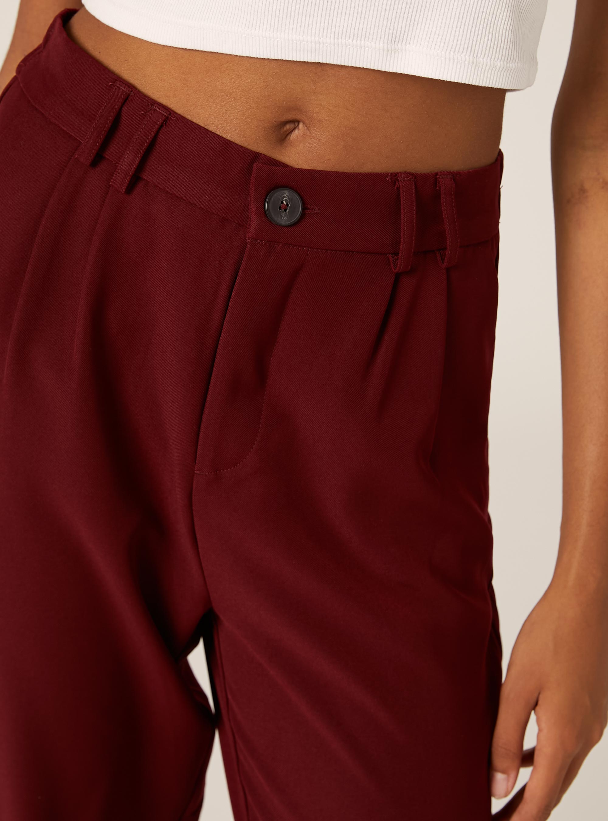Pantalon &agrave; pinces coupe classique, BO1 BORDEAUX DARK