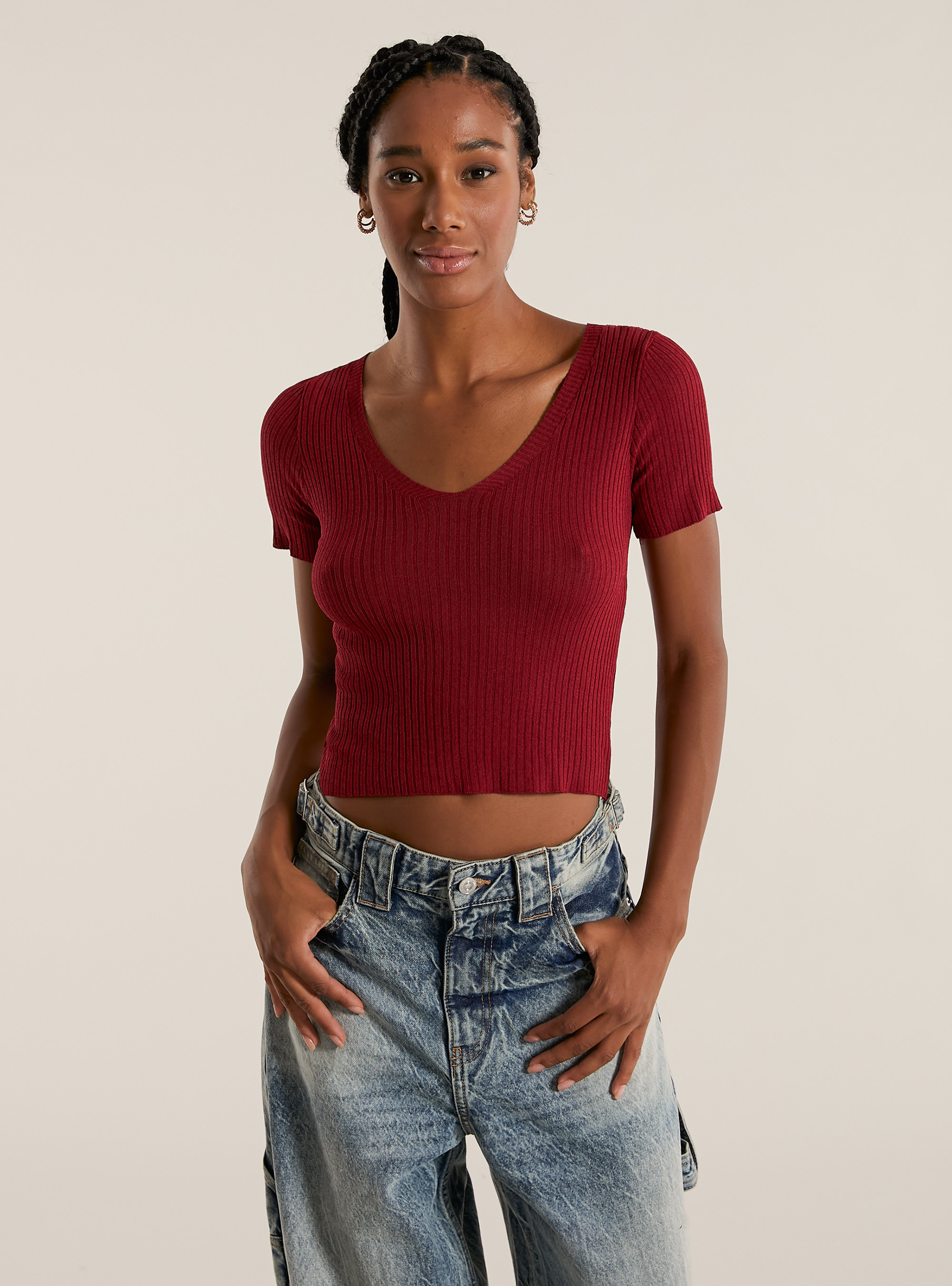 Top en tricot, BO1 BORDEAUX DARK