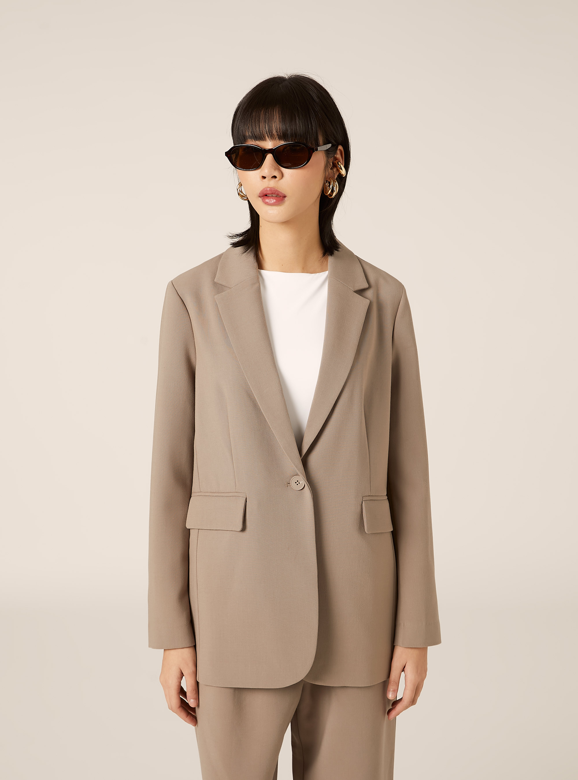 Regular fit single-breasted blazer, BR3 BROWN LIGHT