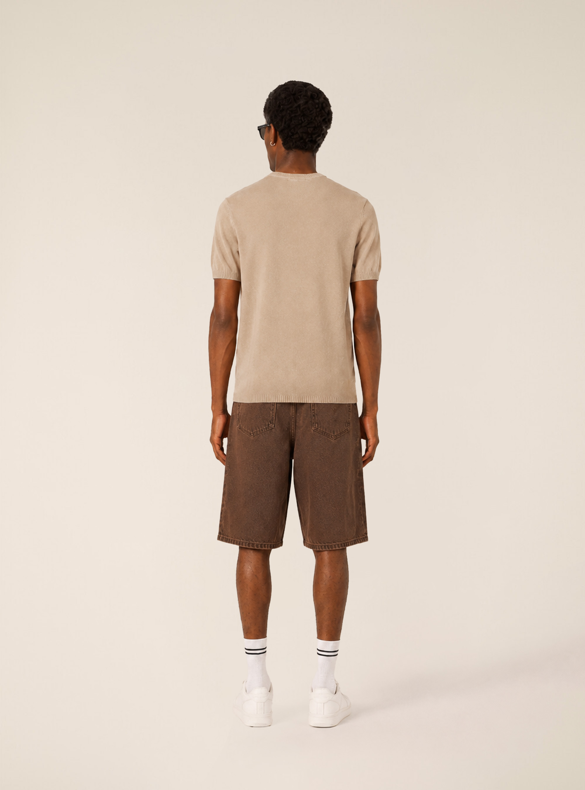 Short Sleeve Lightweight Knit T-Shirt, BG3 BEIGE LIGHT