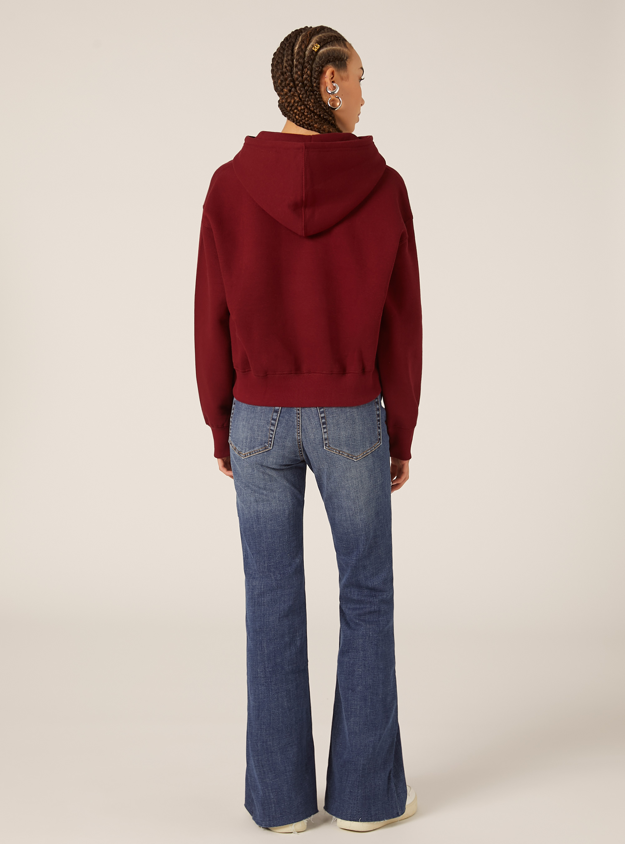 Sweat &agrave; capuche coupe boxy, BO1 BORDEAUX DARK