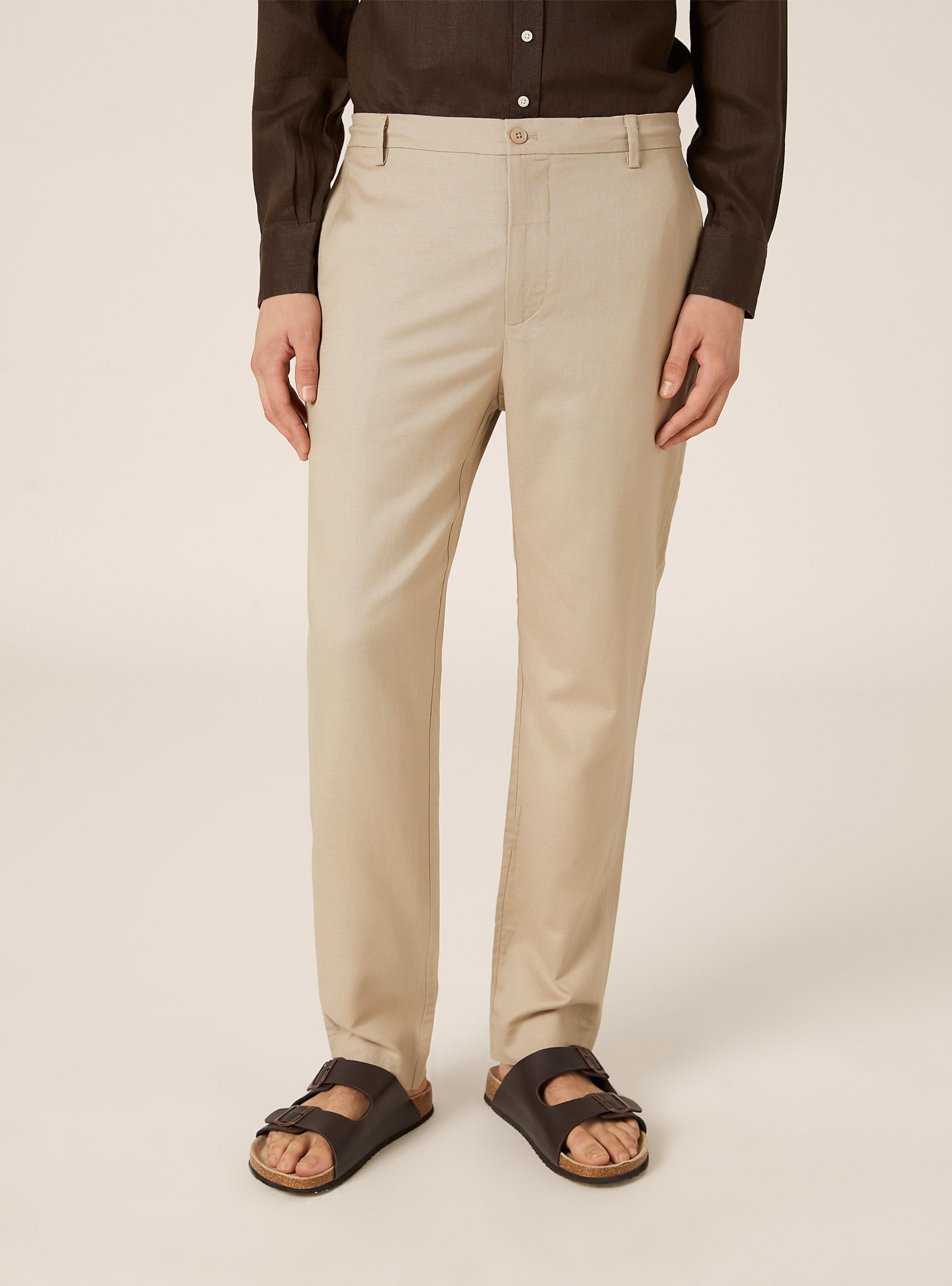 Linen blend chino trousers, BG2 BEIGE MEDIUM