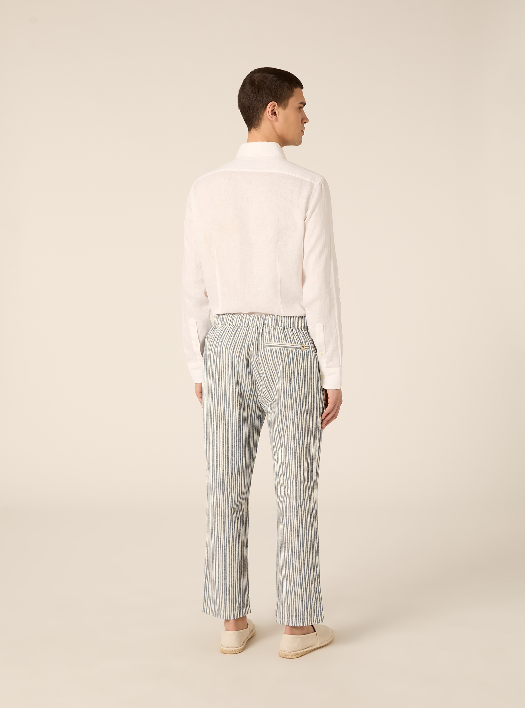 Gestreifte Hose aus Leinenmischgewebe, NA2 NAVY MEDIUM