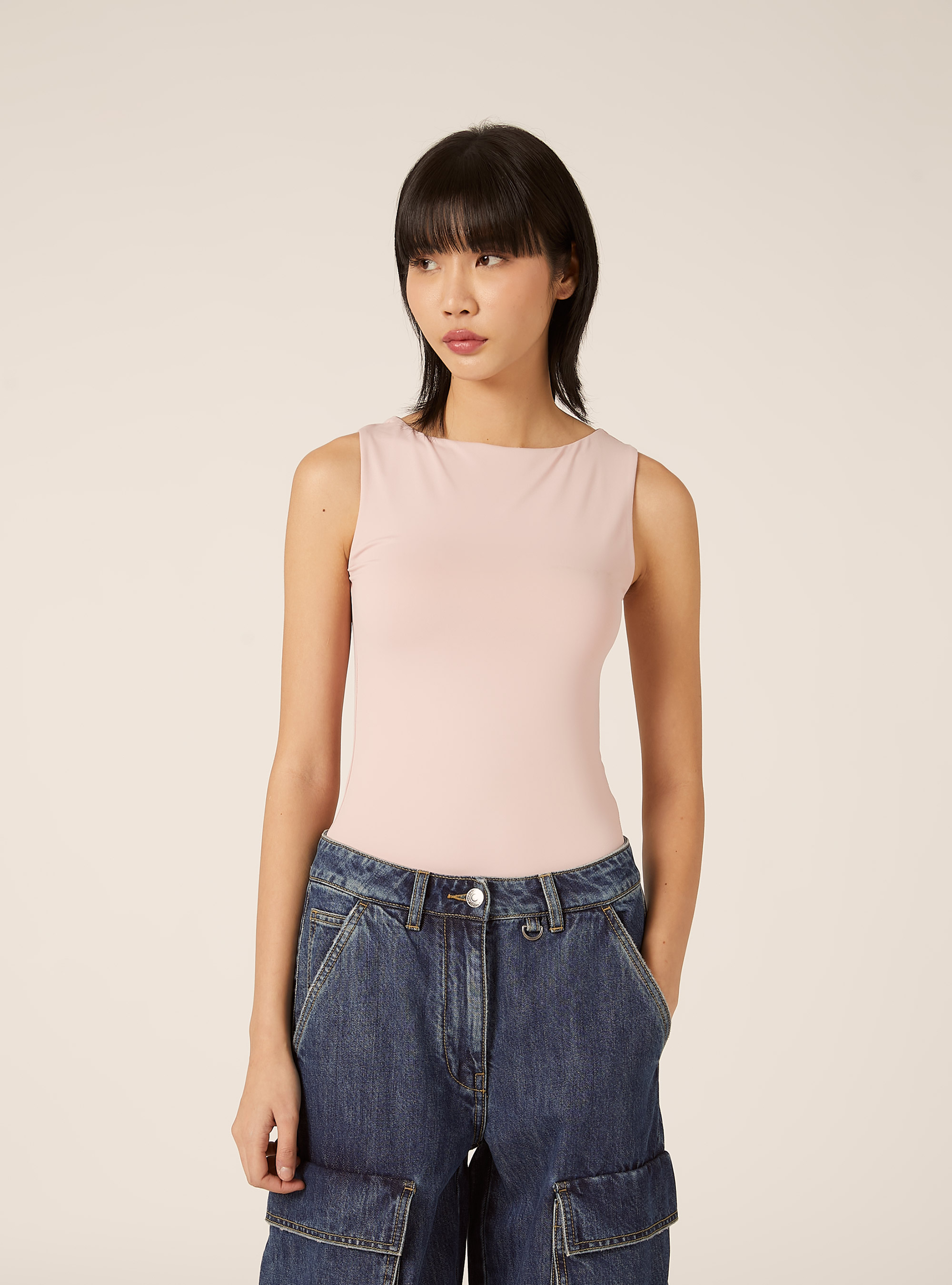 Body con cuello halter el&aacute;stico, PK2 PINK MEDIUM