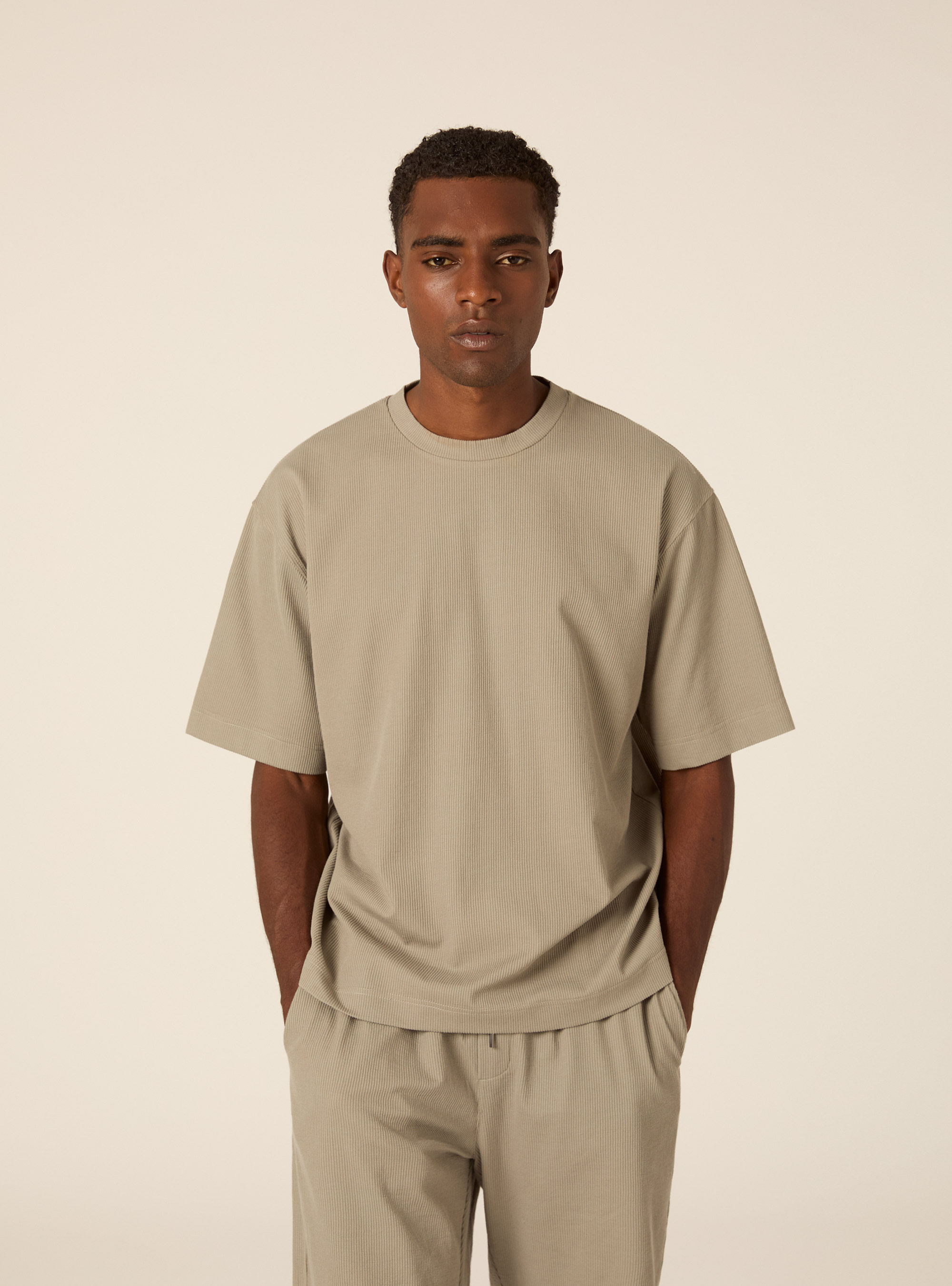 T-shirt boxy fit in maglia a coste, SG3 SAGE LIGHT