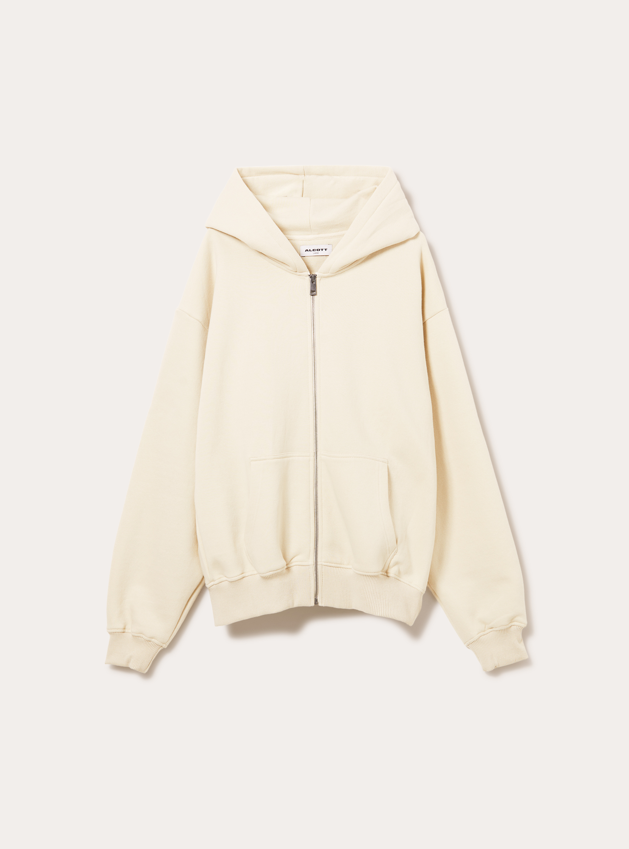 Sweat-shirt zipp&eacute; &agrave; capuche coupe boxy, CR3 CREAM LIGHT