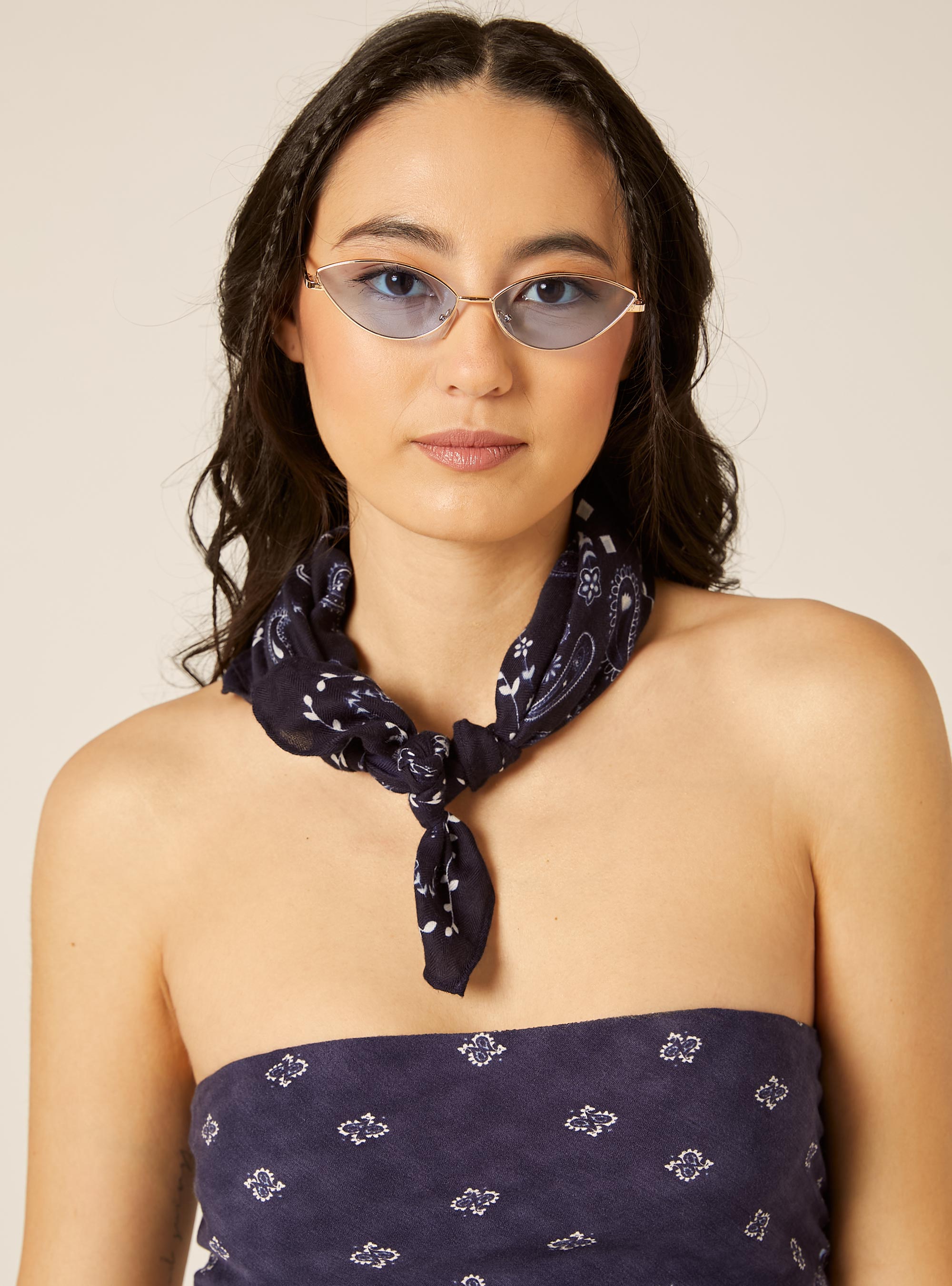 Top bandeau con estampado paisley, NA2 NAVY MEDIUM