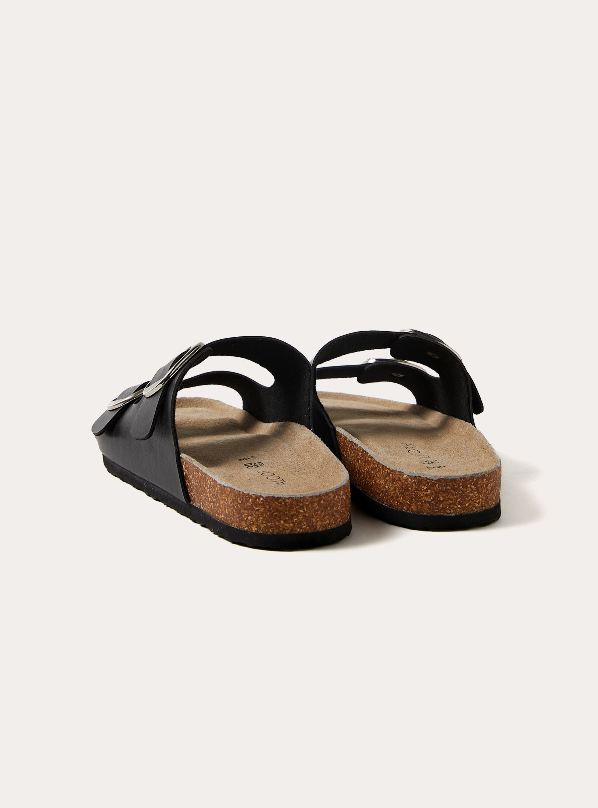 Low leather-effect sandals with suede sole, BK1 BLACK