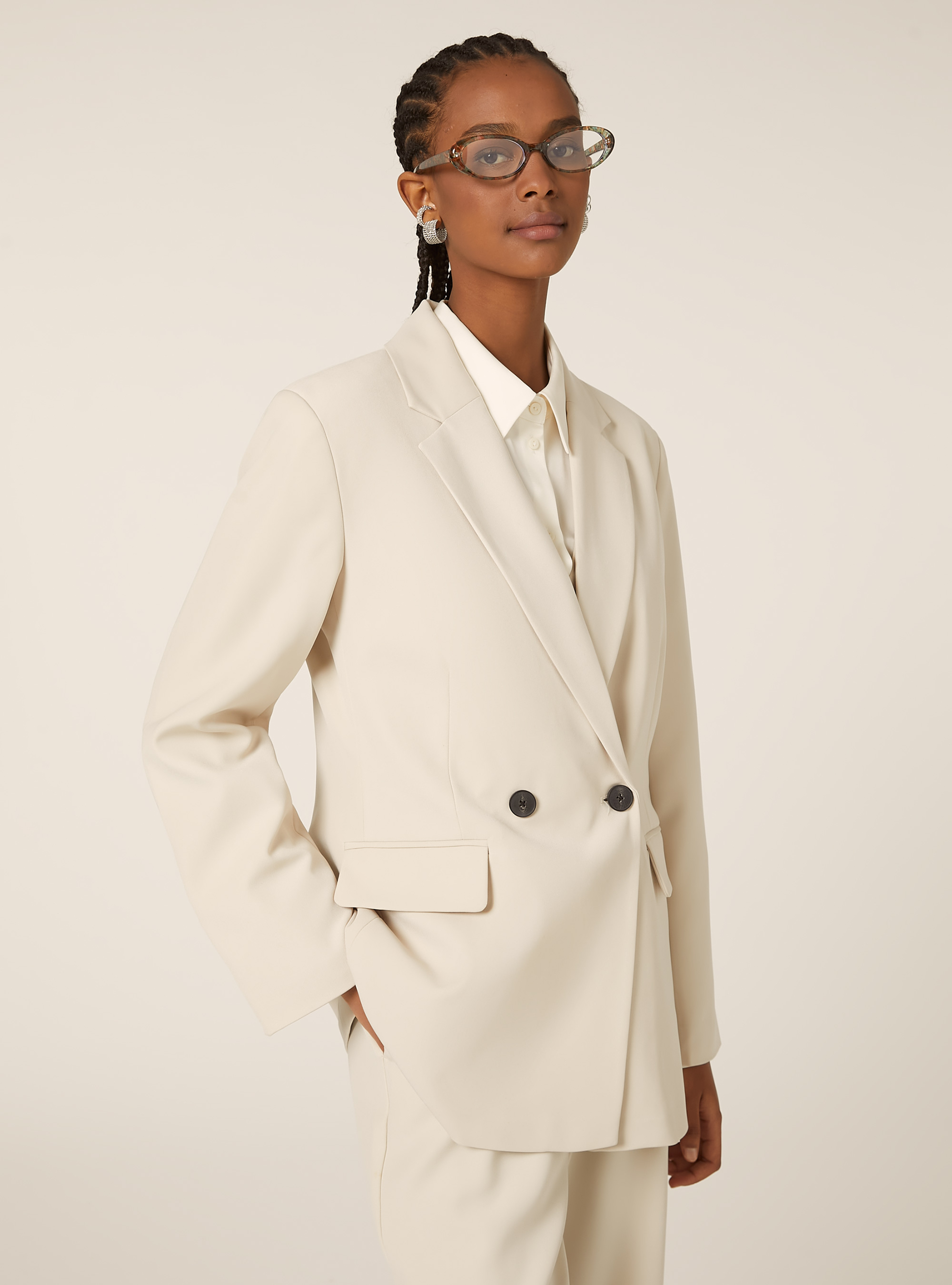 Blazer crois&eacute; sur mesure, BG2 BEIGE MEDIUM