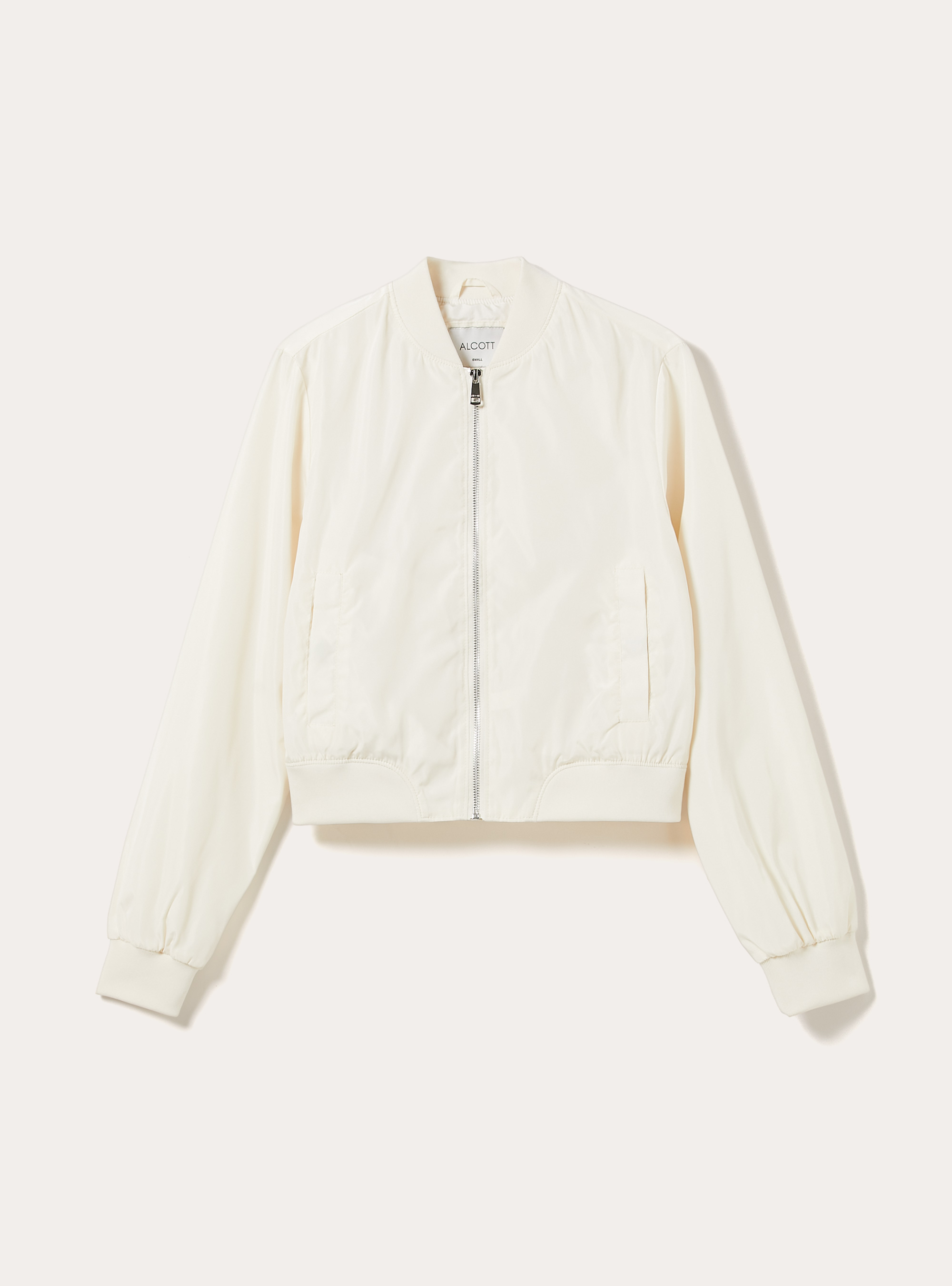Shiny boxy fit bomber jacket, WH1 OFF WHITE