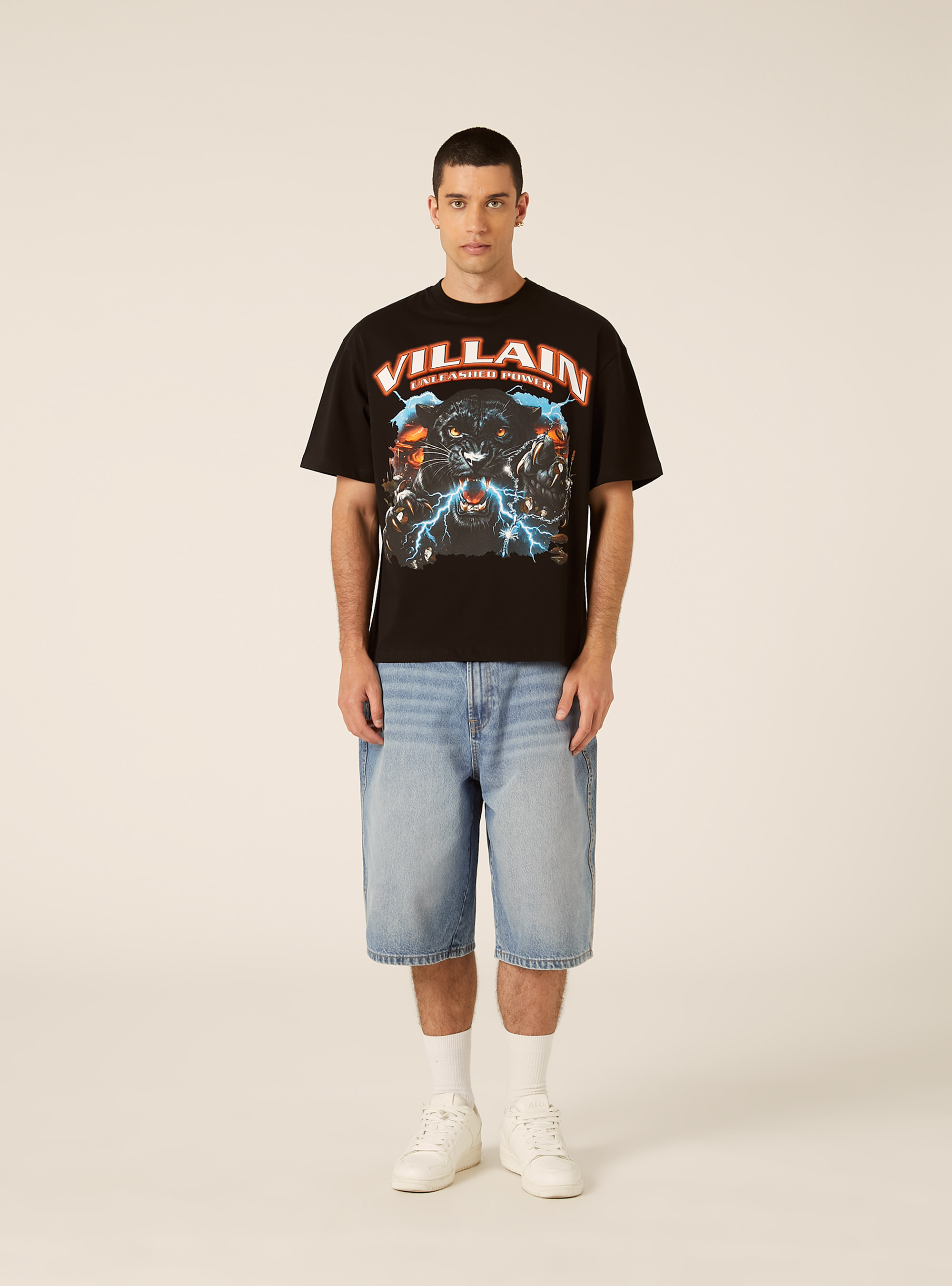 Printed Boxy Fit T-Shirt, BK1 BLACK