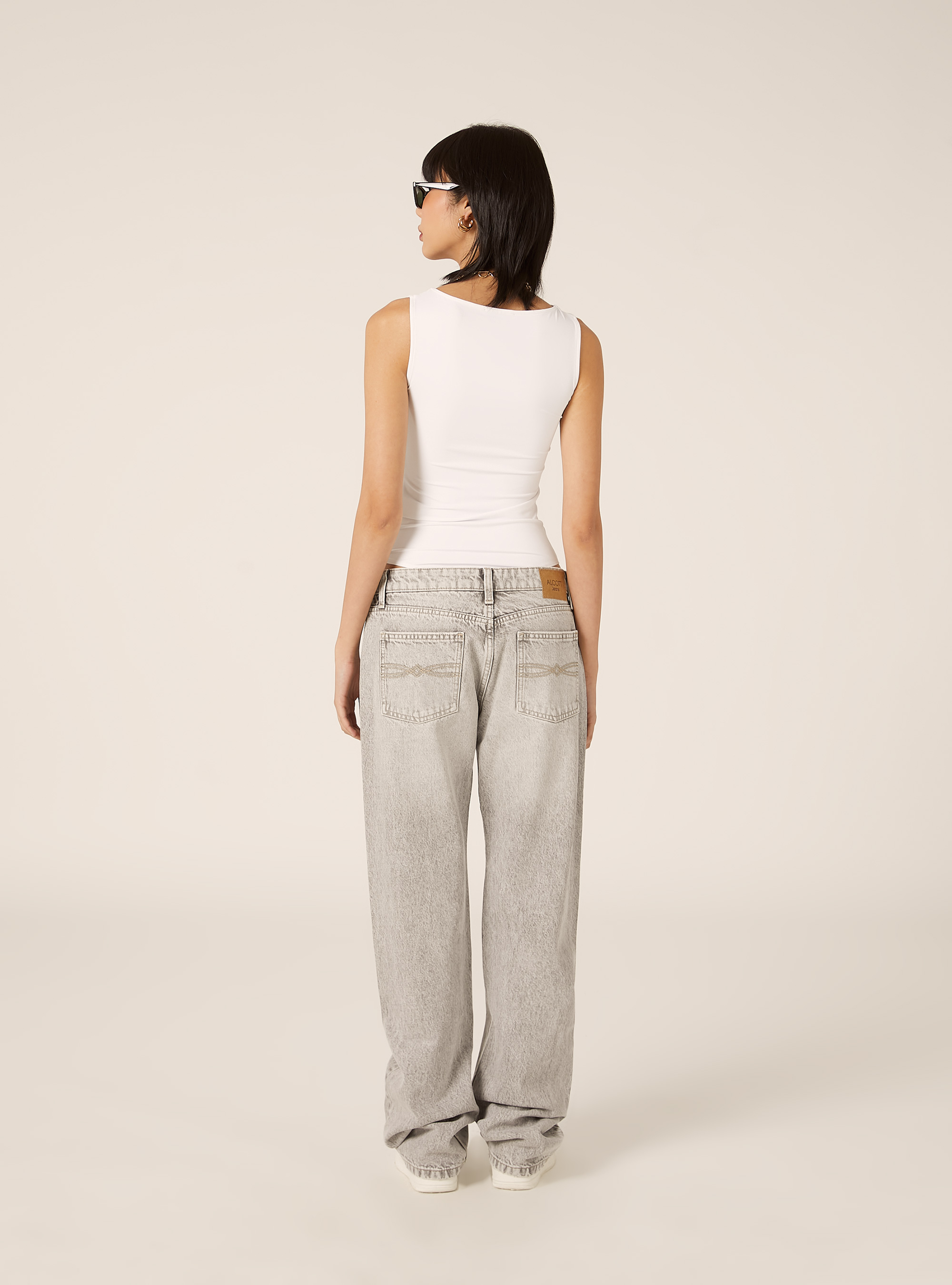 Jeans droit taille basse, D00G GREY