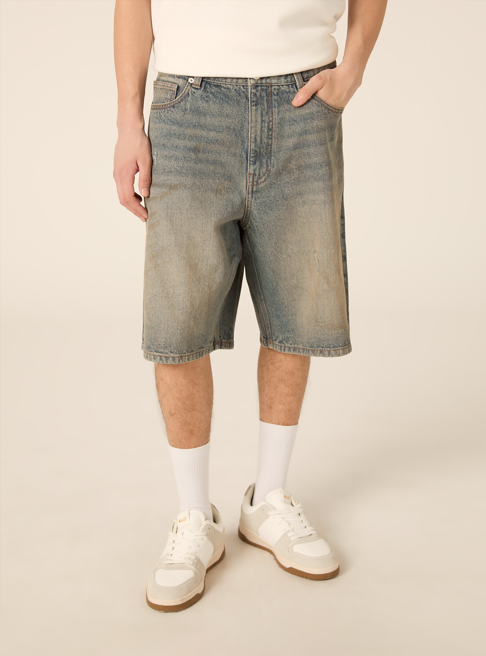 Bermuda ample en denim, D201 AZZURRE MED OVERDYE