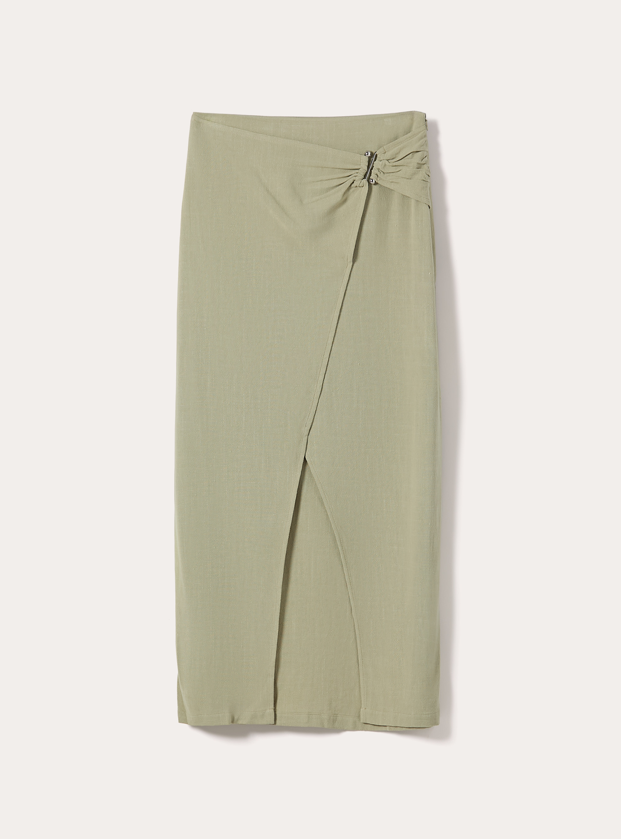 Falda midi asim&eacute;trica en mezcla de lino, KY3 KAKY LIGHT