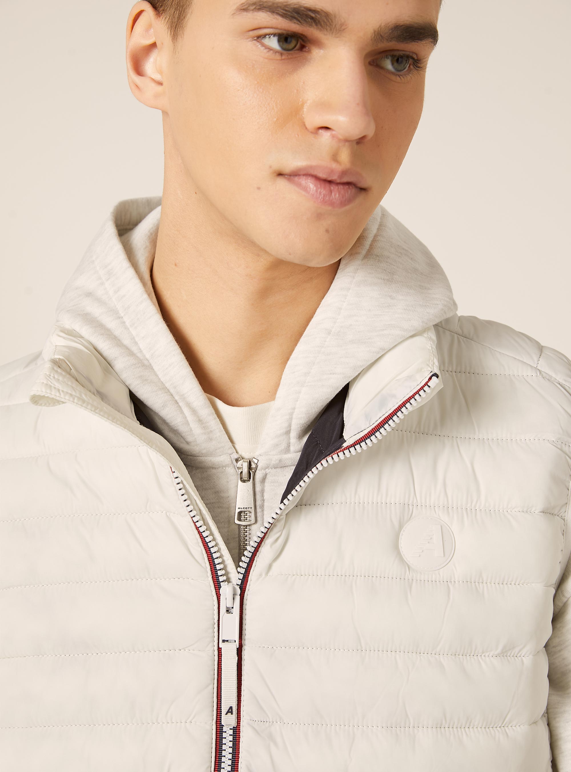Padded sleeveless jacket with contrasting zip, WH2 WHITE