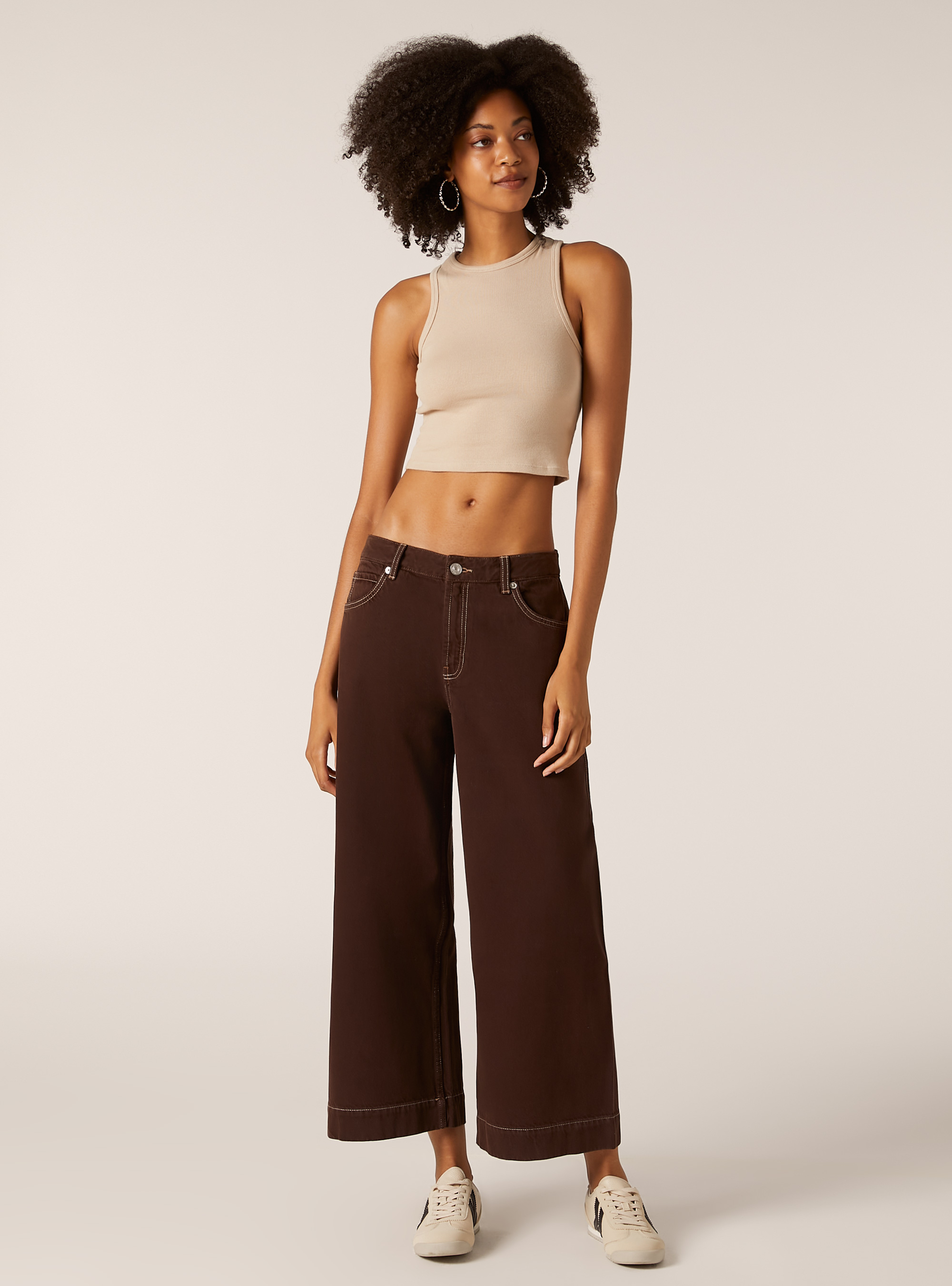Jean crois&eacute; &agrave; jambe large de couleur, BR2 BROWN MEDIUM