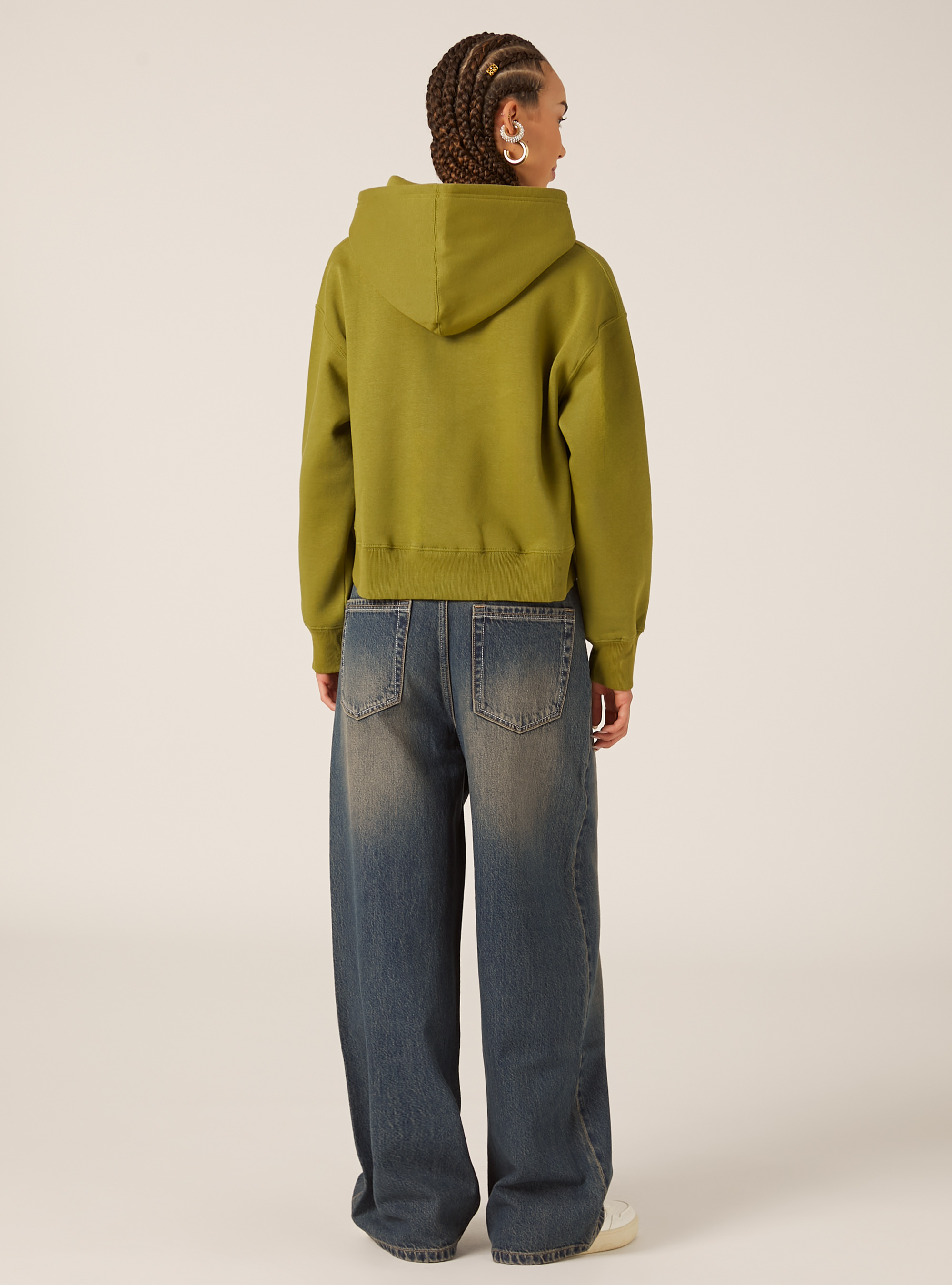 Sweat &agrave; capuche coupe boxy, GN2 GREEN MEDIUM