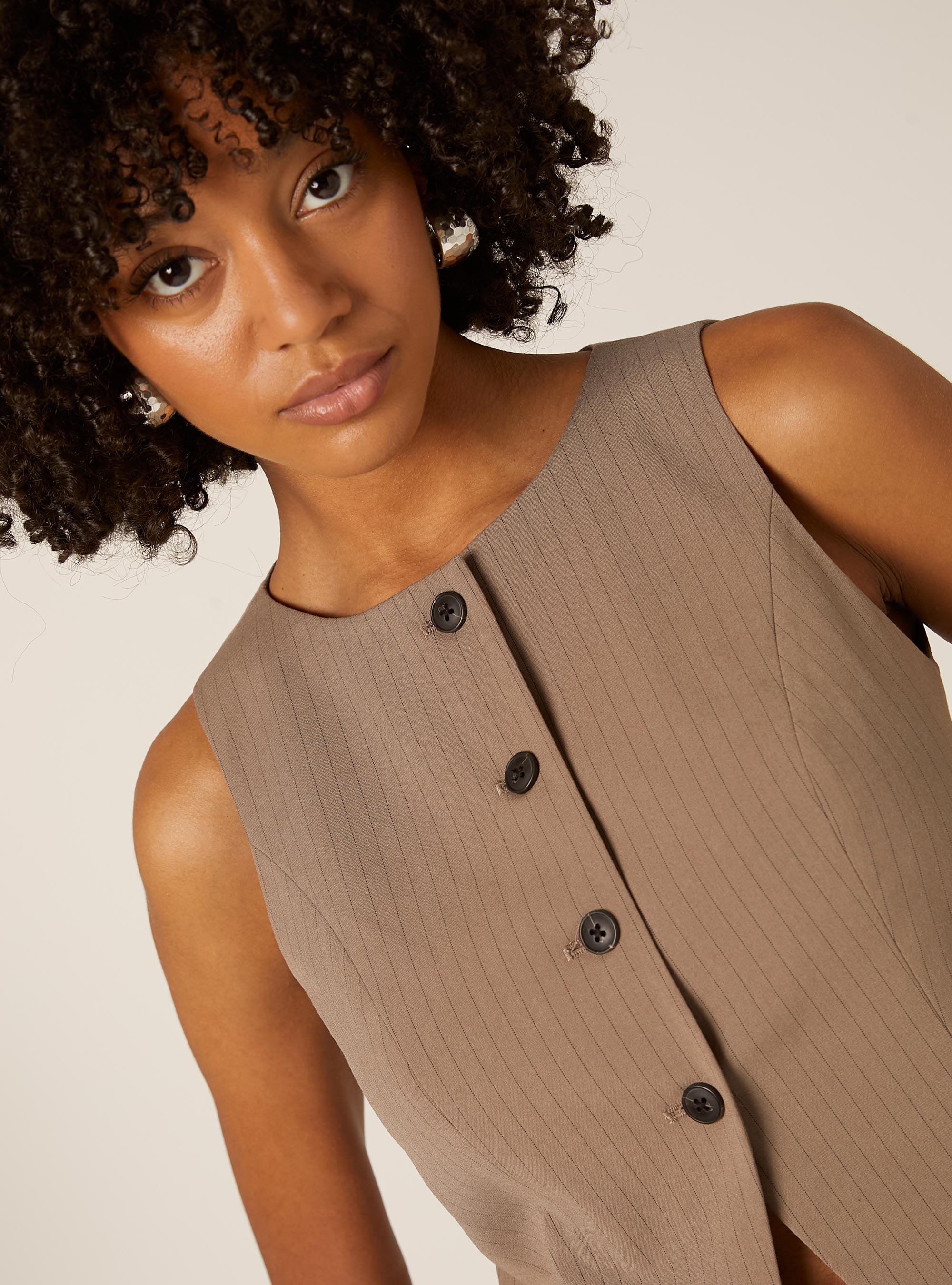 Gilet classique &agrave; boutons, BG2 BEIGE MEDIUM