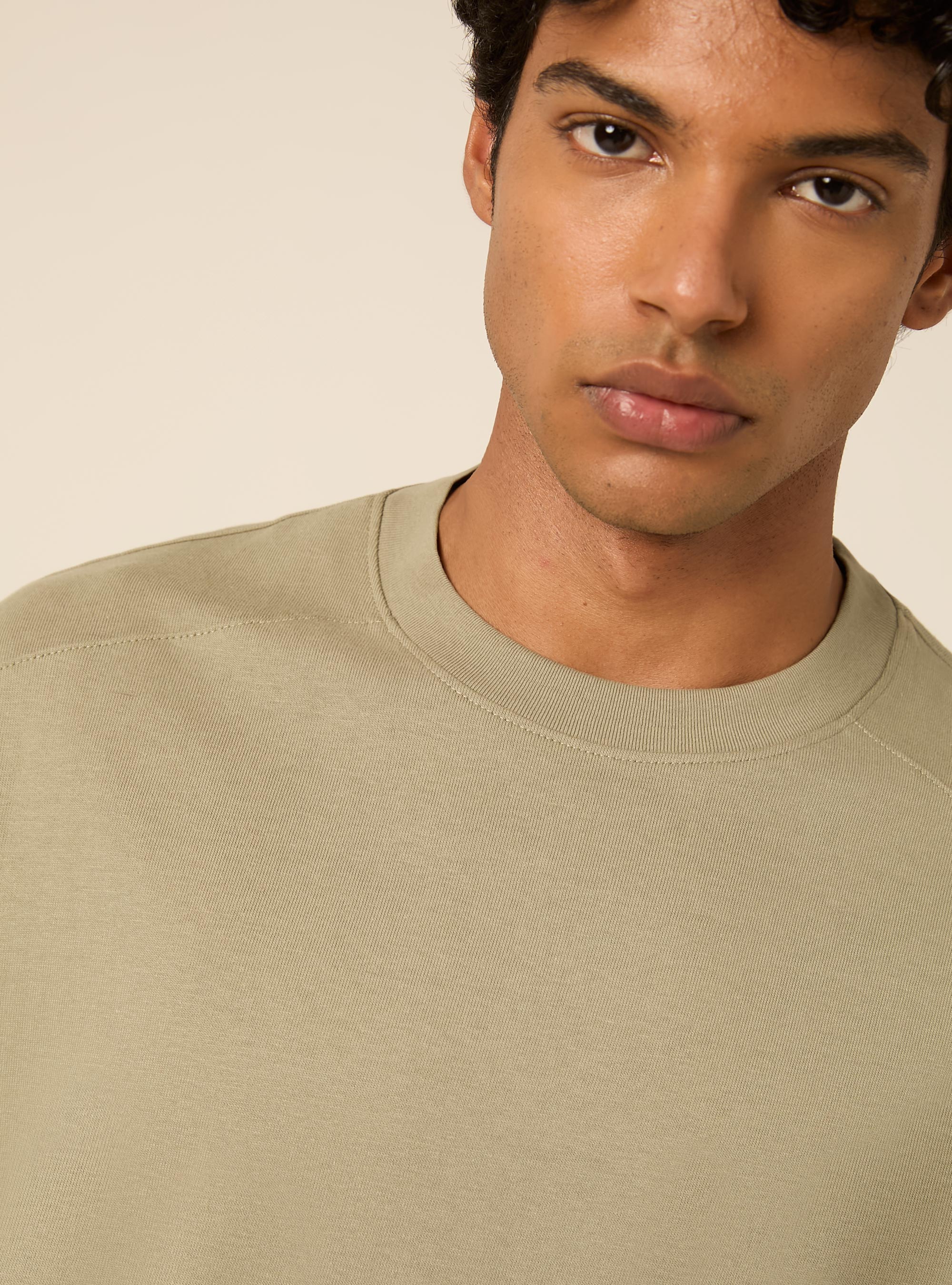 Boxy fit short sleeve tee with dropped shoulders, KY3 KAKY LIGHT