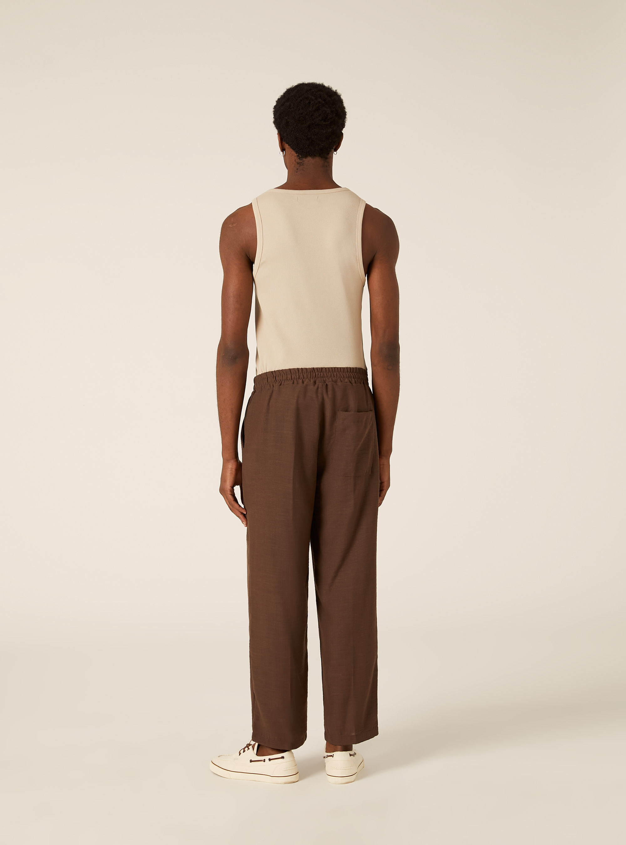 Pantal&oacute;n de Pernera Recta en Tejido Flam&eacute;, BG2 BEIGE MEDIUM