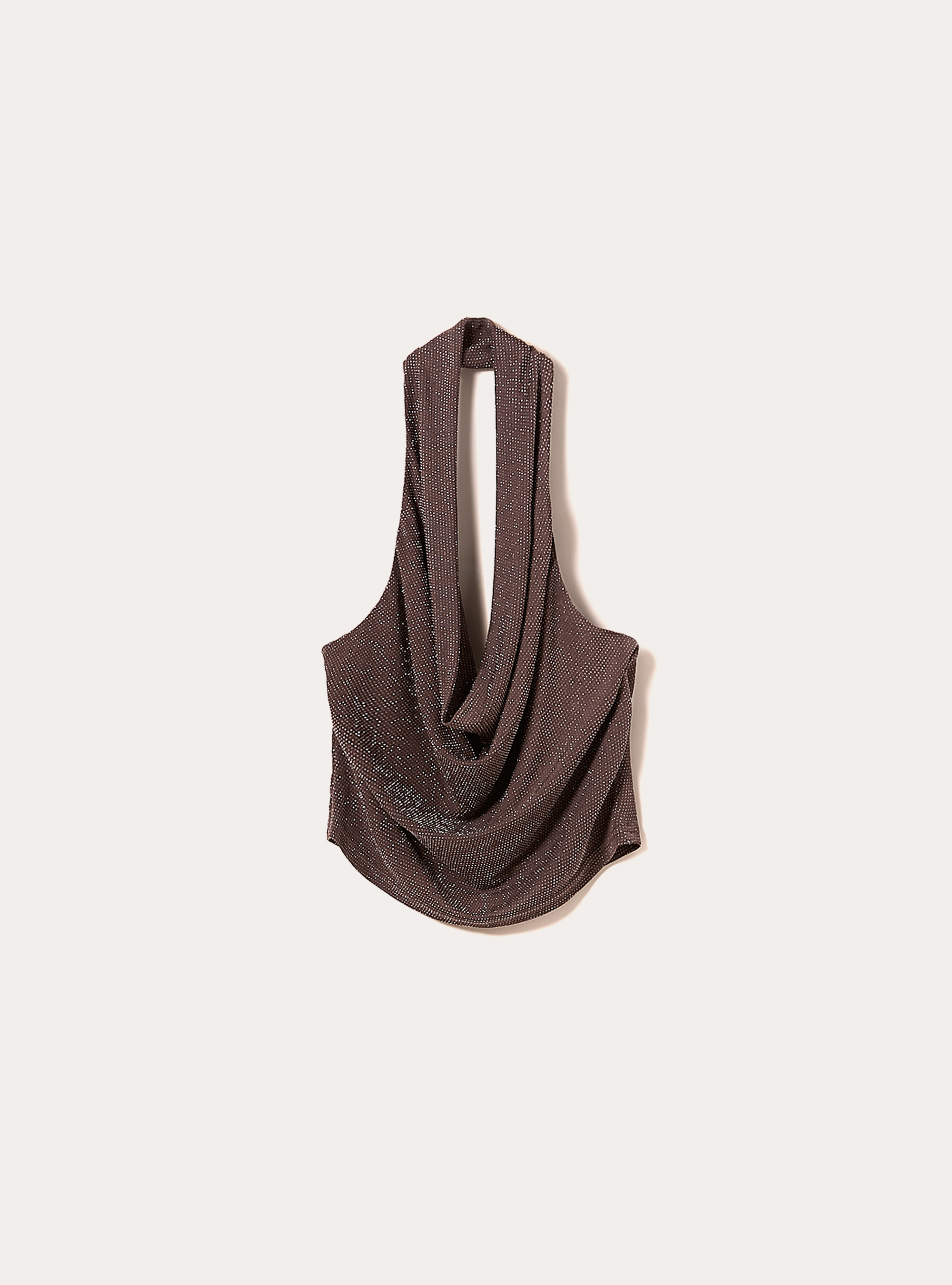 Halter top avec strass, BR2 BROWN MEDIUM