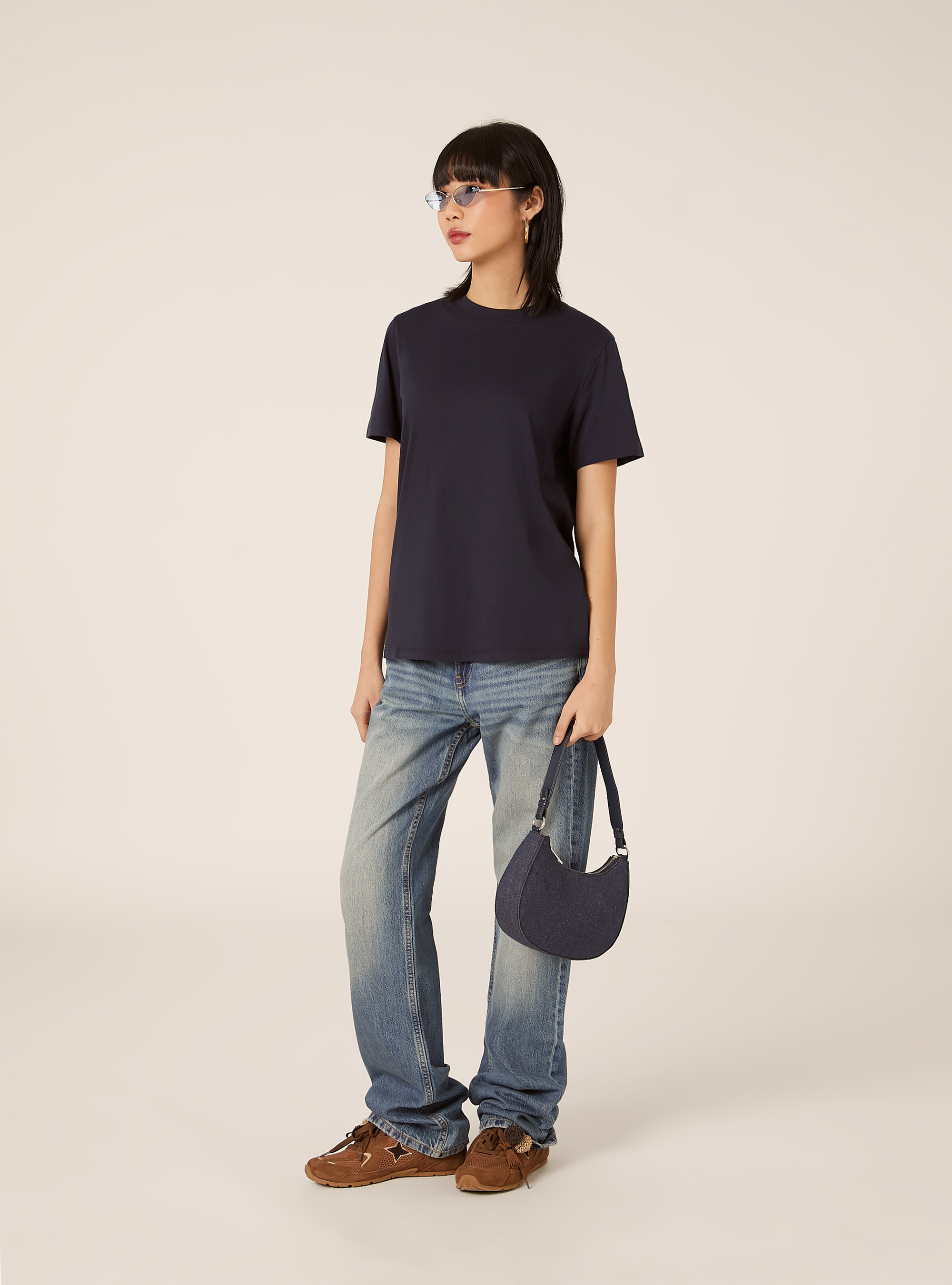 Camiseta de cuello redondo de algod&oacute;n, NA3 NAVY LIGHT