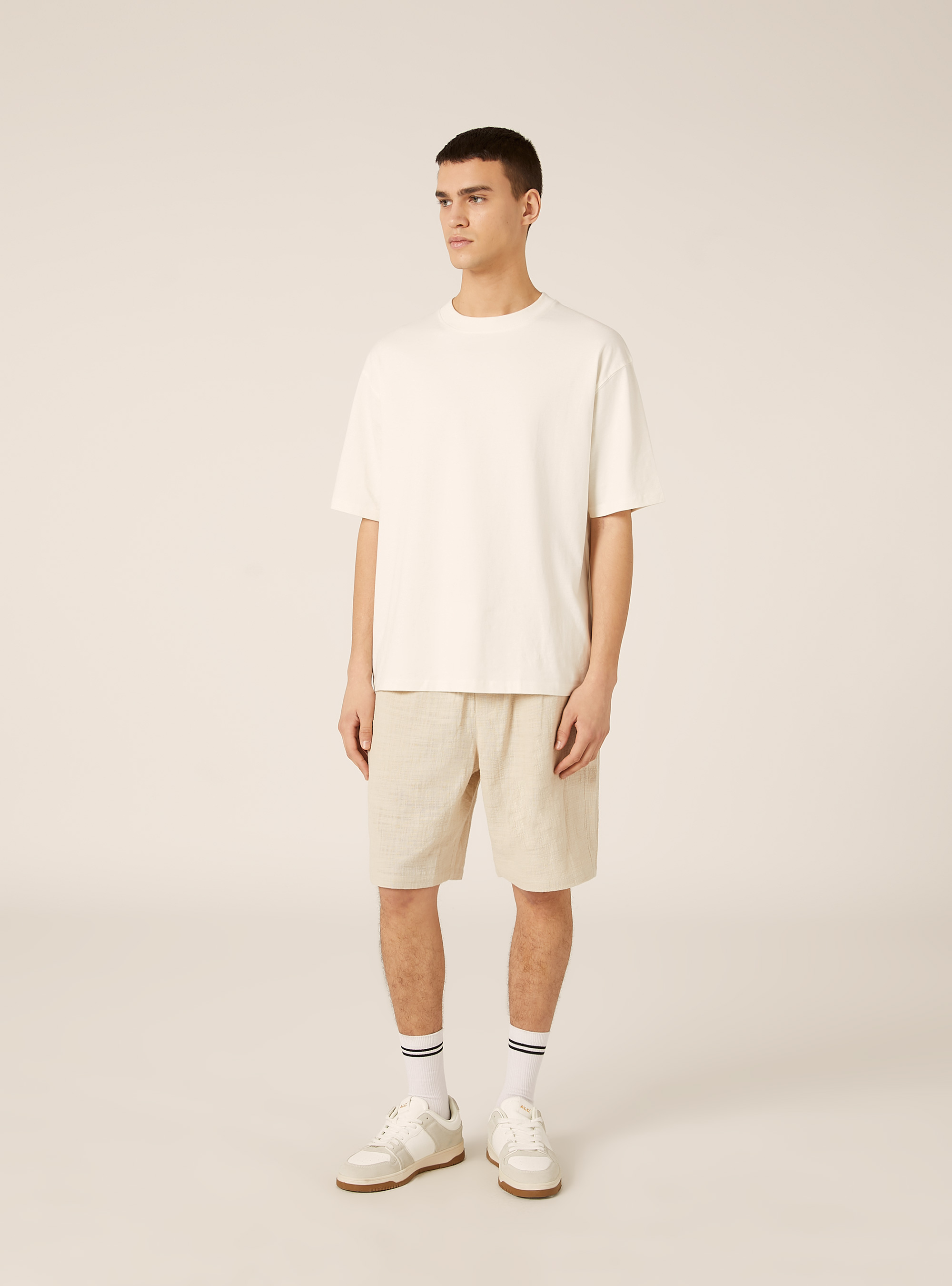 Bermudas de algod&oacute;n con cintura el&aacute;stica, BG3 BEIGE LIGHT