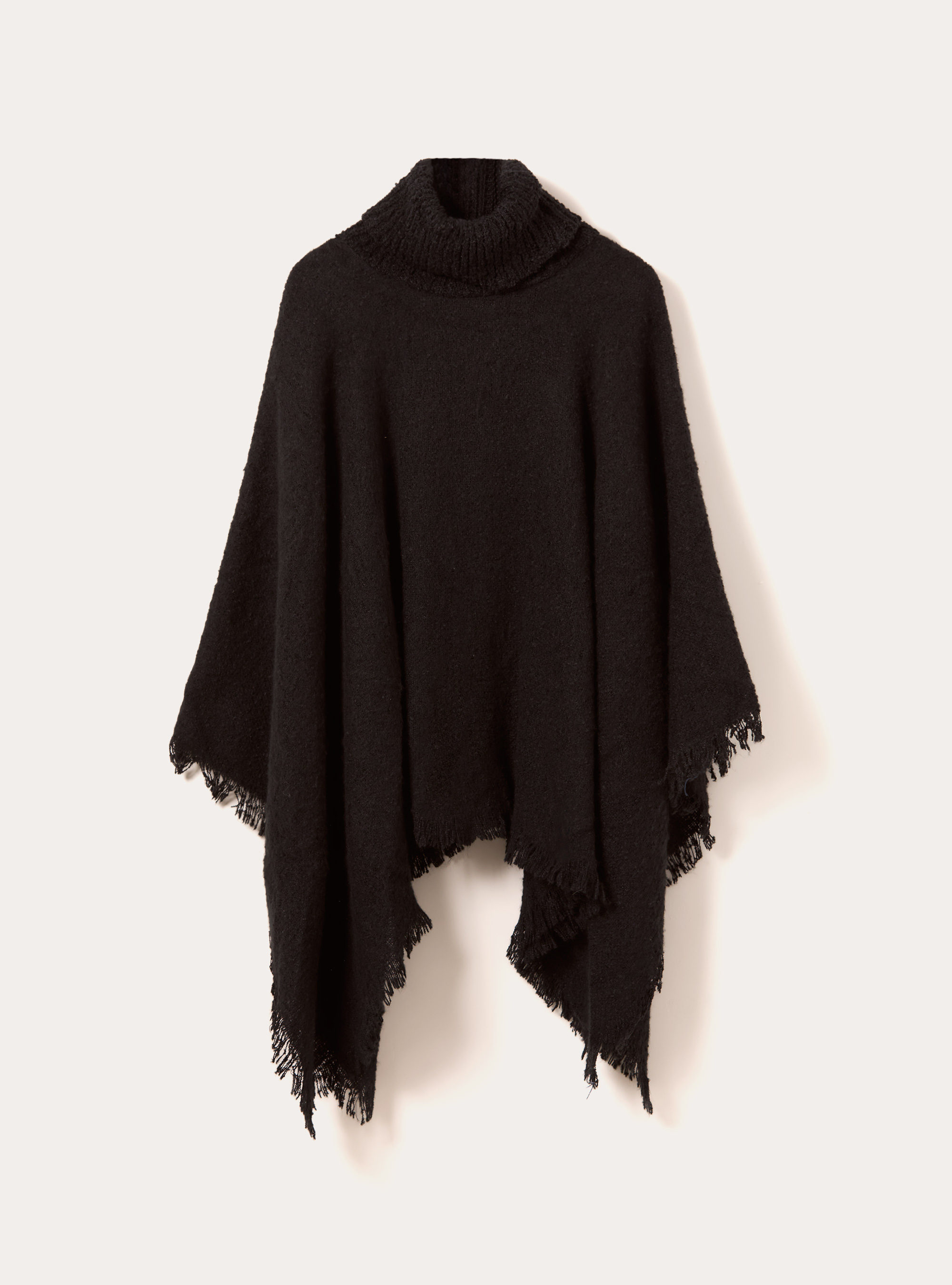 Poncho doux au toucher &agrave; col montant, BK1 BLACK