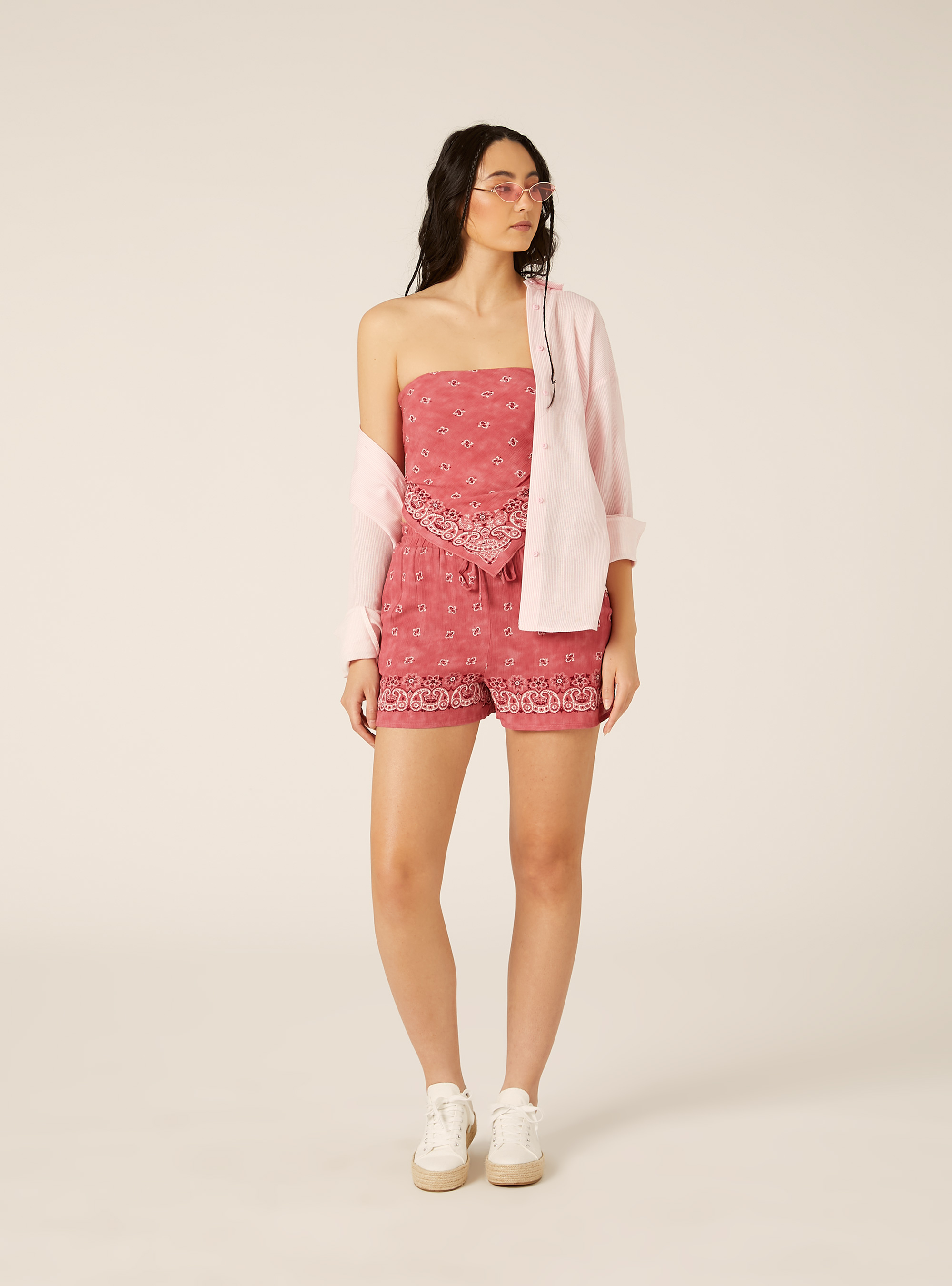 Shorts con estampado paisley, PK1 PINK DARK