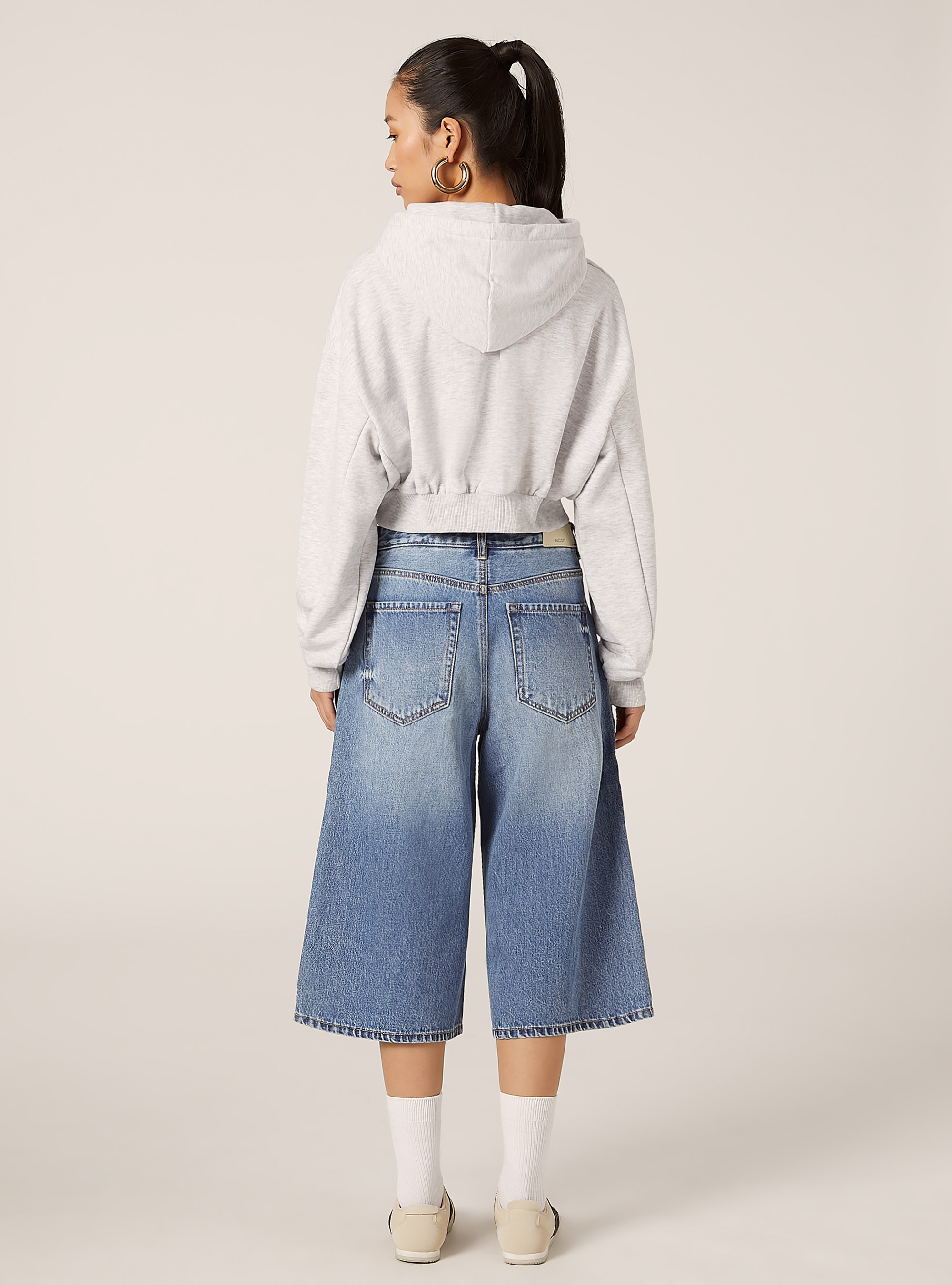 Sweatshirt coupe courte avec imprim&eacute; Teddy, MGY3 GREY MEL LIGHT