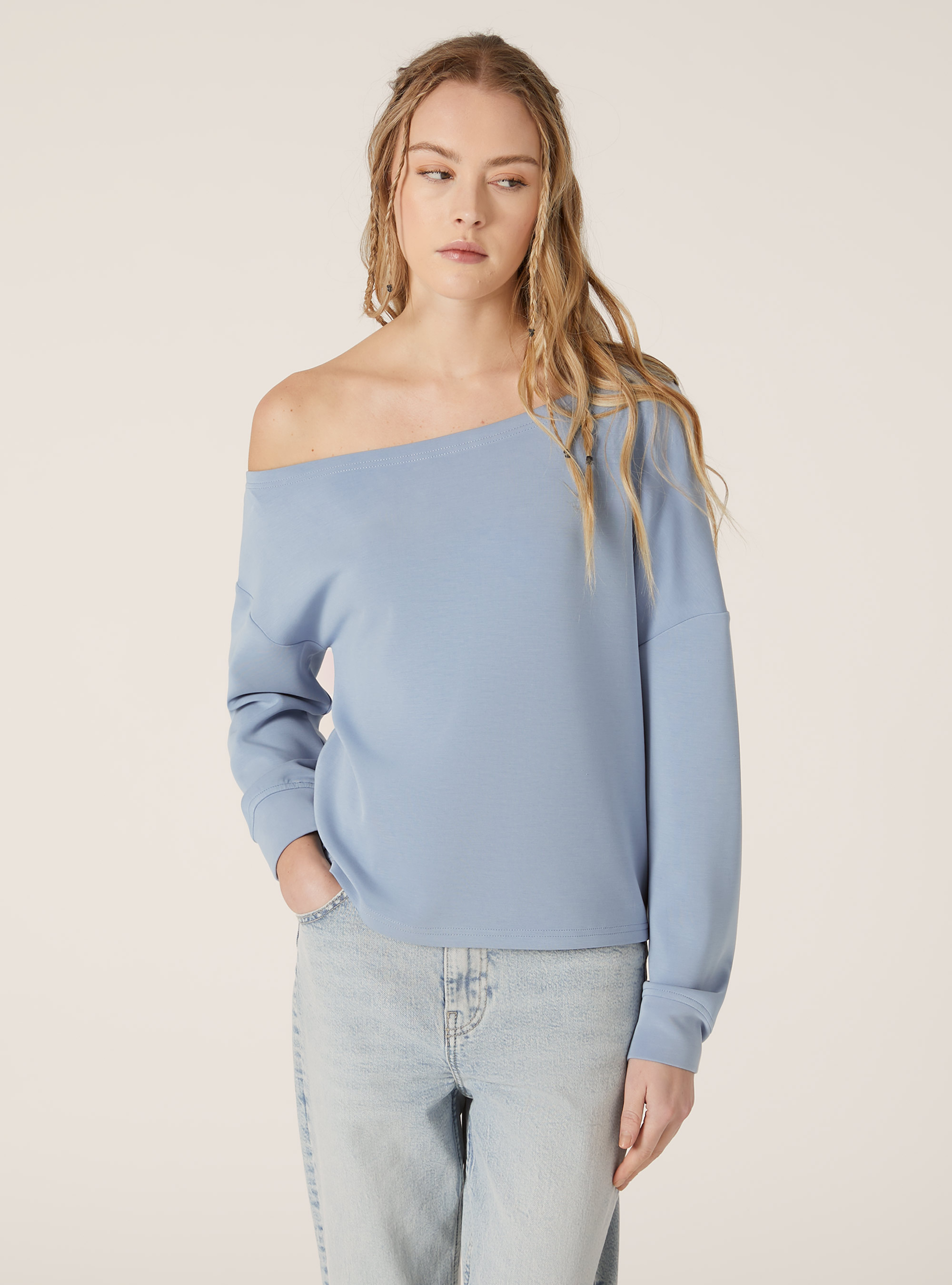 Sweat asym&eacute;trique doux au toucher, AZ2 AZURE MEDIUM